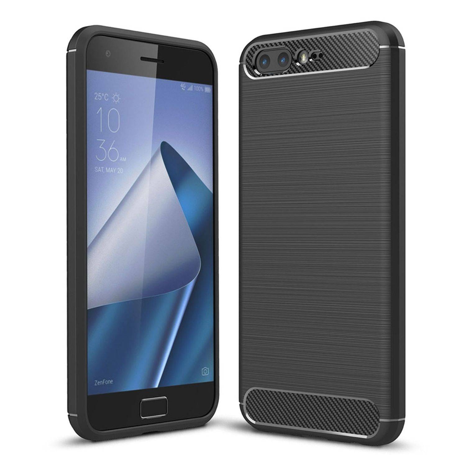 ASUS Zenfone 4 Pro ZS551KL Handyhülle Carbon Optik Backcover Schwarz