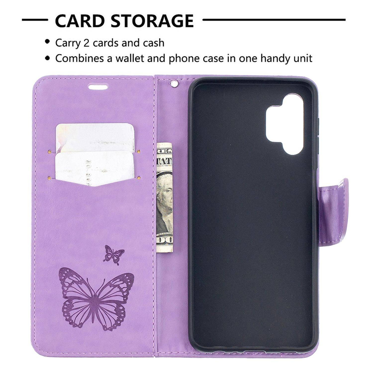 Samsung Galaxy A32 5G Handyhülle Bookcover Violett