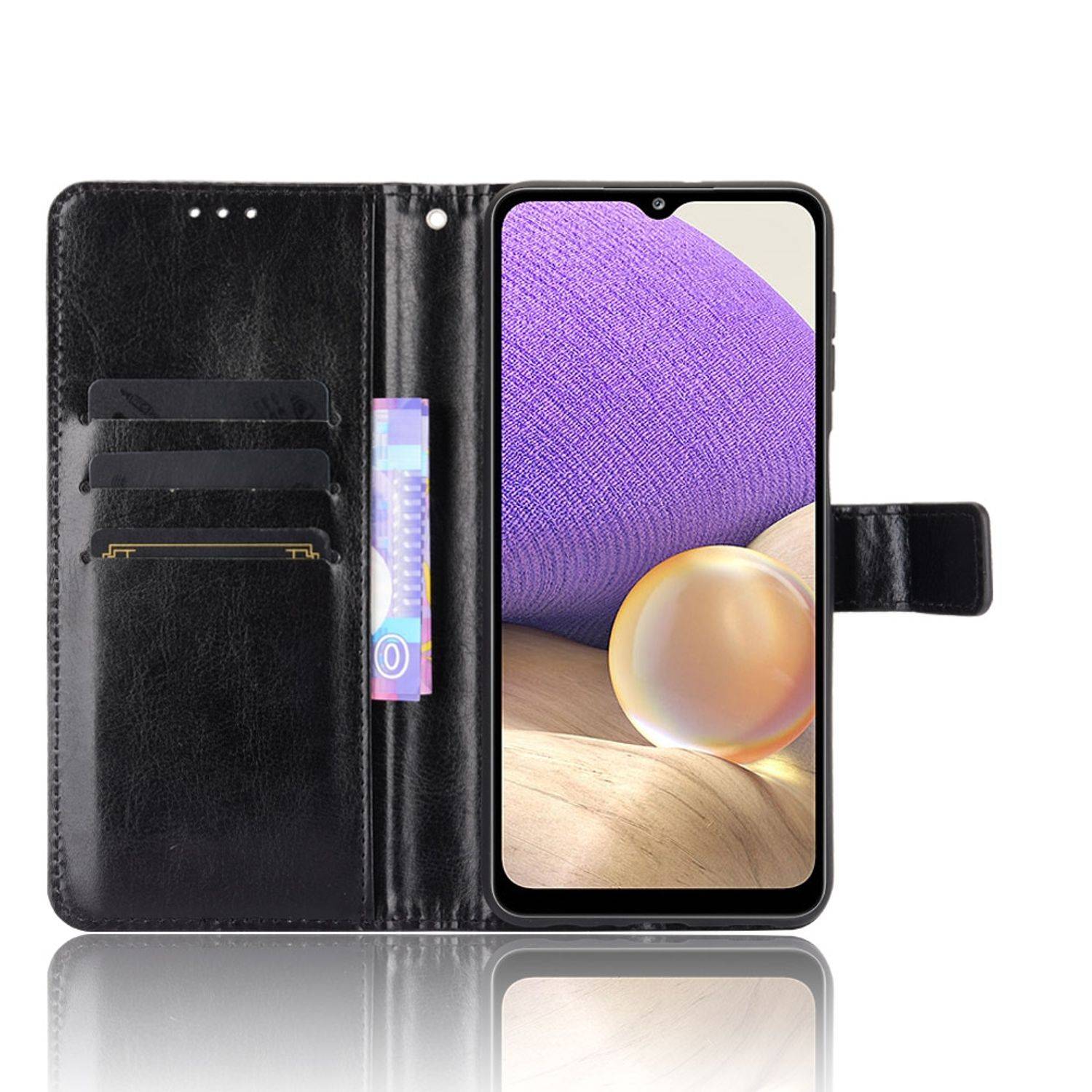 Hülle kompatibel mit Samsung Galaxy A32 5G Kunstleder Handyhülle - Handy Case Schwarz