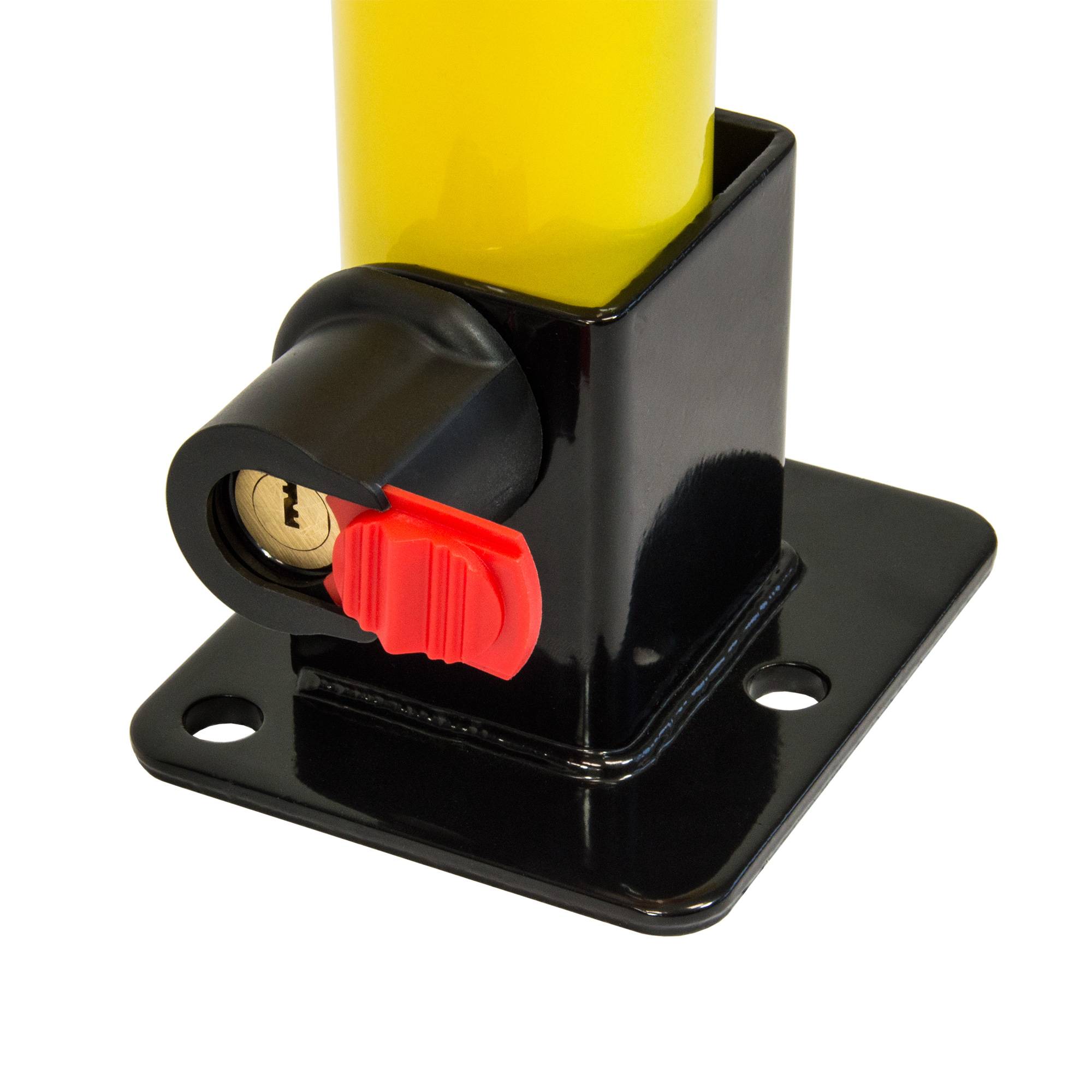 SCHMIDT security tools Parkbarriere klappbar Parkplatzsperre T-Form Schloss Auto Parkplatz-Schranke Parkpfosten Sperrbügel reflektierend