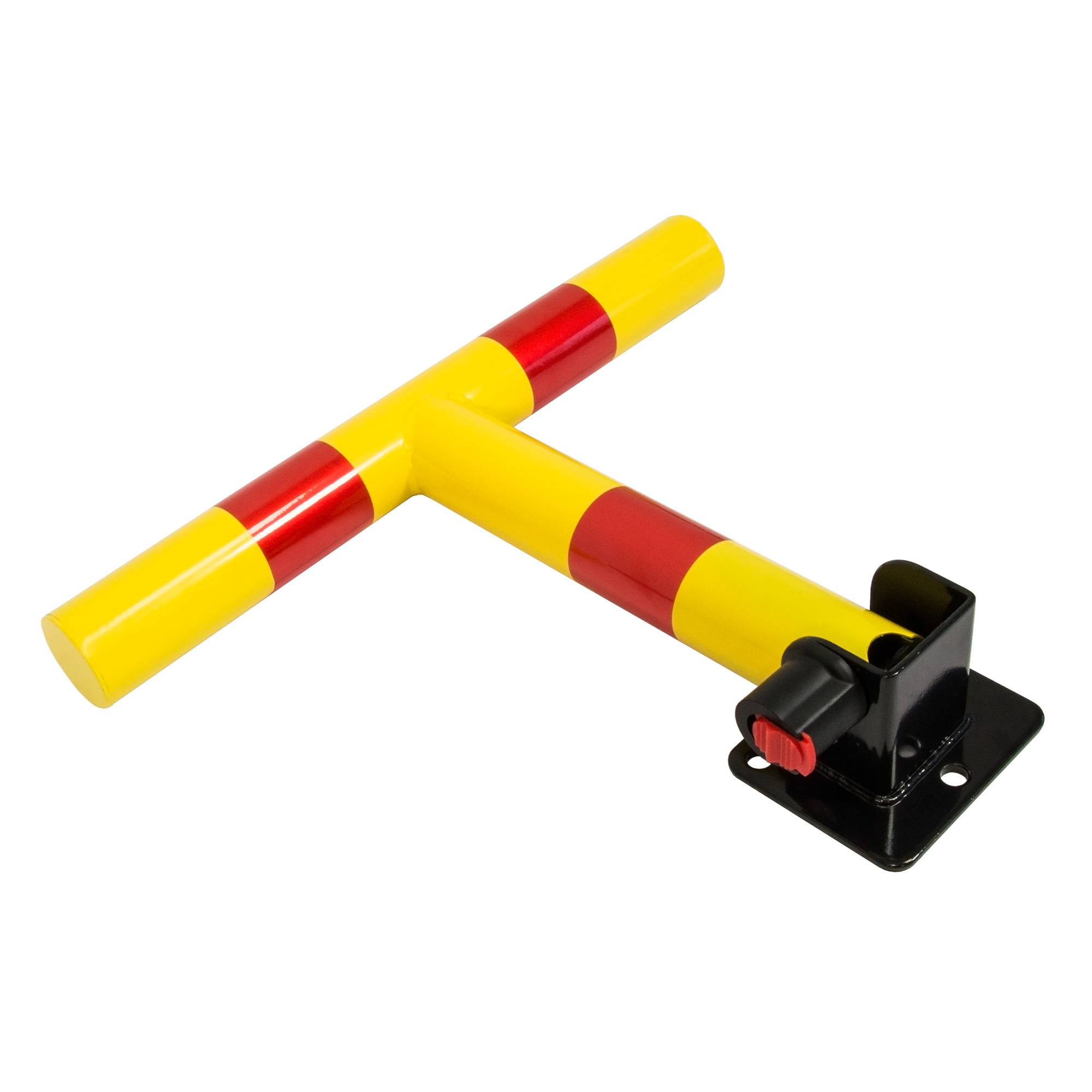 SCHMIDT security tools Parkbarriere klappbar Parkplatzsperre T-Form Schloss Auto Parkplatz-Schranke Parkpfosten Sperrbügel reflektierend