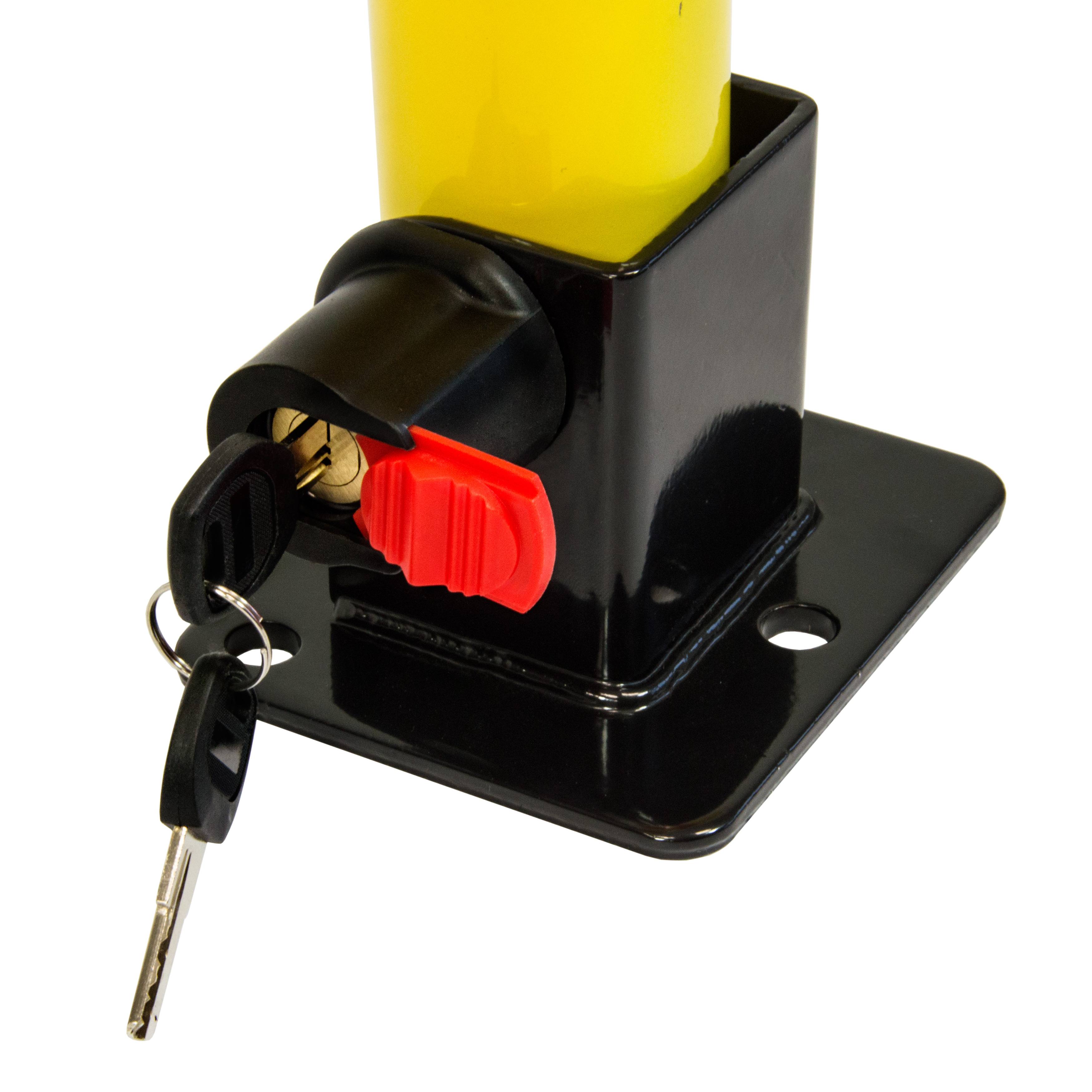 SCHMIDT security tools Parkbarriere klappbar Parkplatzsperre T-Form Schloss Auto Parkplatz-Schranke Parkpfosten Sperrbügel reflektierend