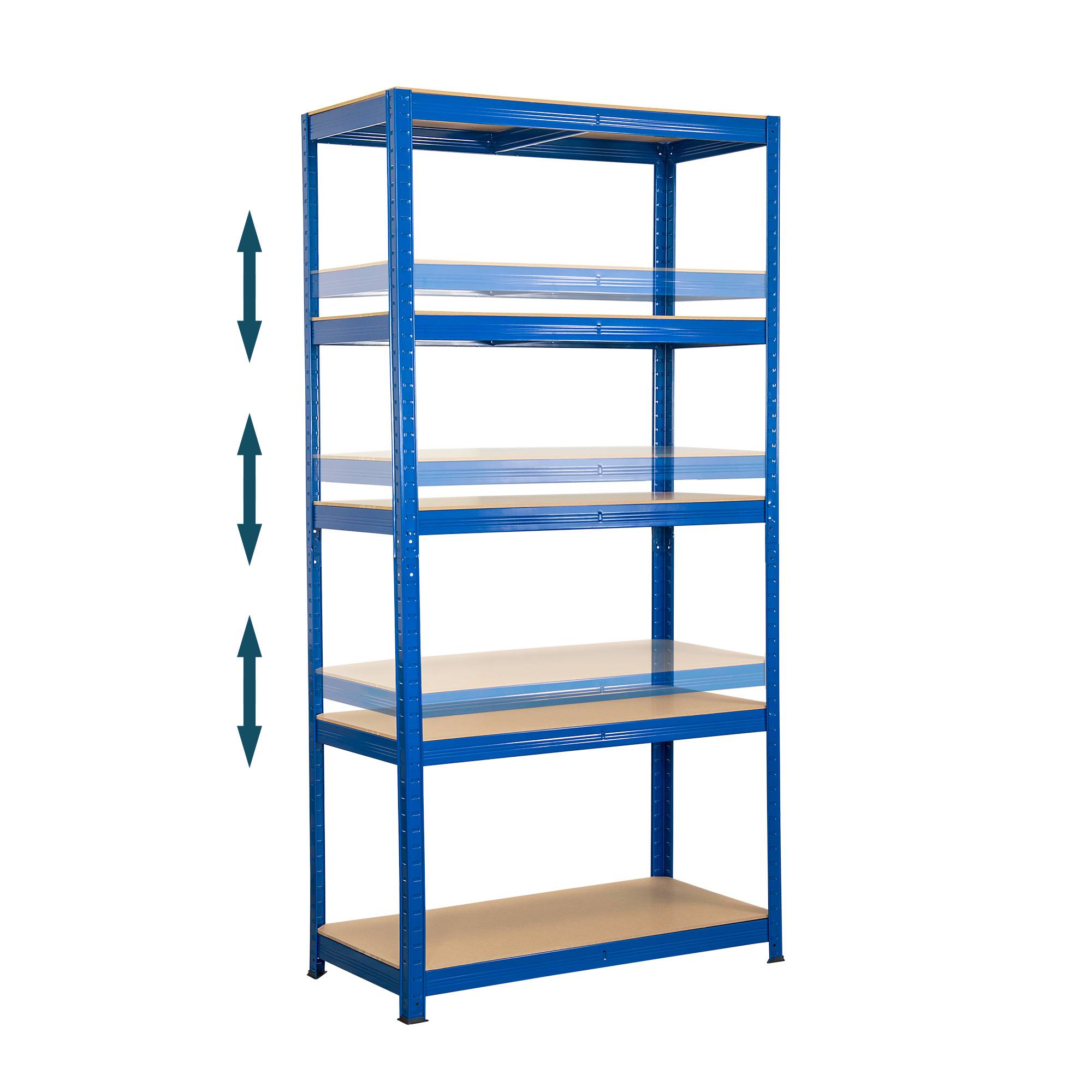 SCHMIDT security tools Schwerlastregal – Lagerregal 180x90x45 cm, 5 Ebenen Metall Steckregal für Keller, Garage und Industrie – Lastenregal mit 2