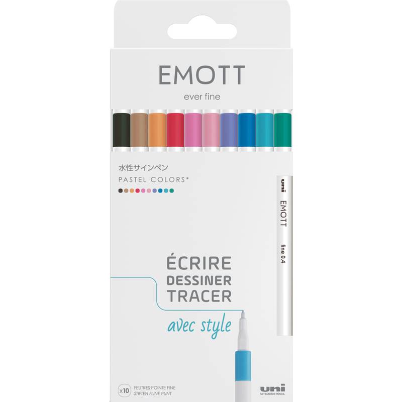 uni-ball Fineliner EMOTT, 10er Set "Pastel Colors"
