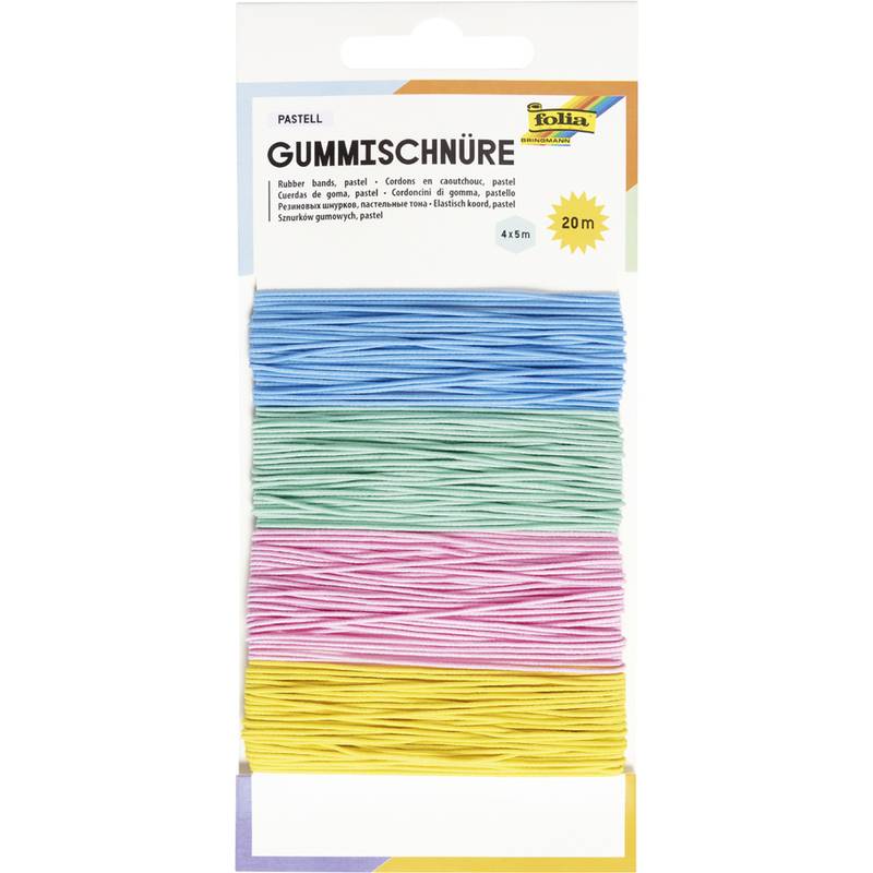 folia Gummischnüre PASTELL, 4 Farben à 5 m sortiert