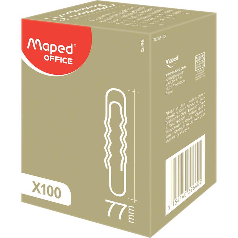 Maped Aktenklammern, vernickelt, 77 mm, gewellt