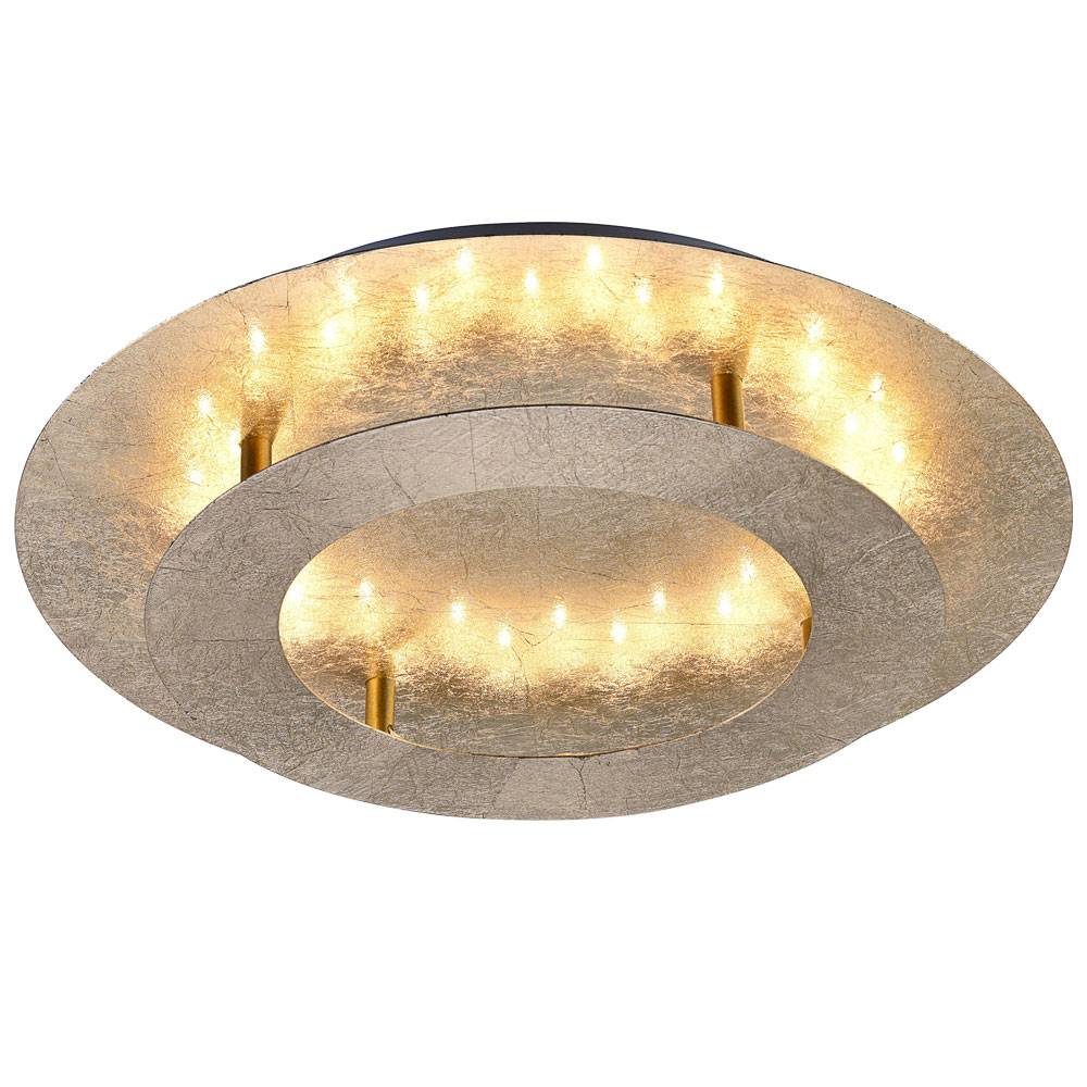 Deckenleuchte in goldfarben Stahl Deckenlampe rund mit Leuchtring, 1x LED Platine 18 Watt 1260 Lumen warmweiß, Durchmesser 40 cm, Wohnzimmer