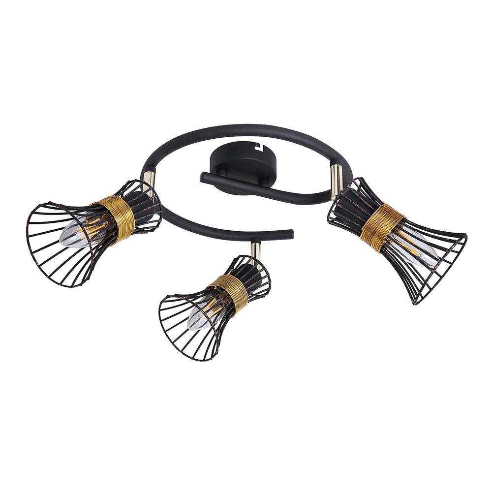Deckenleuchte Spotstrahler Spotleuchte mit beweglichen Strahlern Deckenlampe goldfarben, beweglichen Spots, 3x E14, DxH 25x22 cm