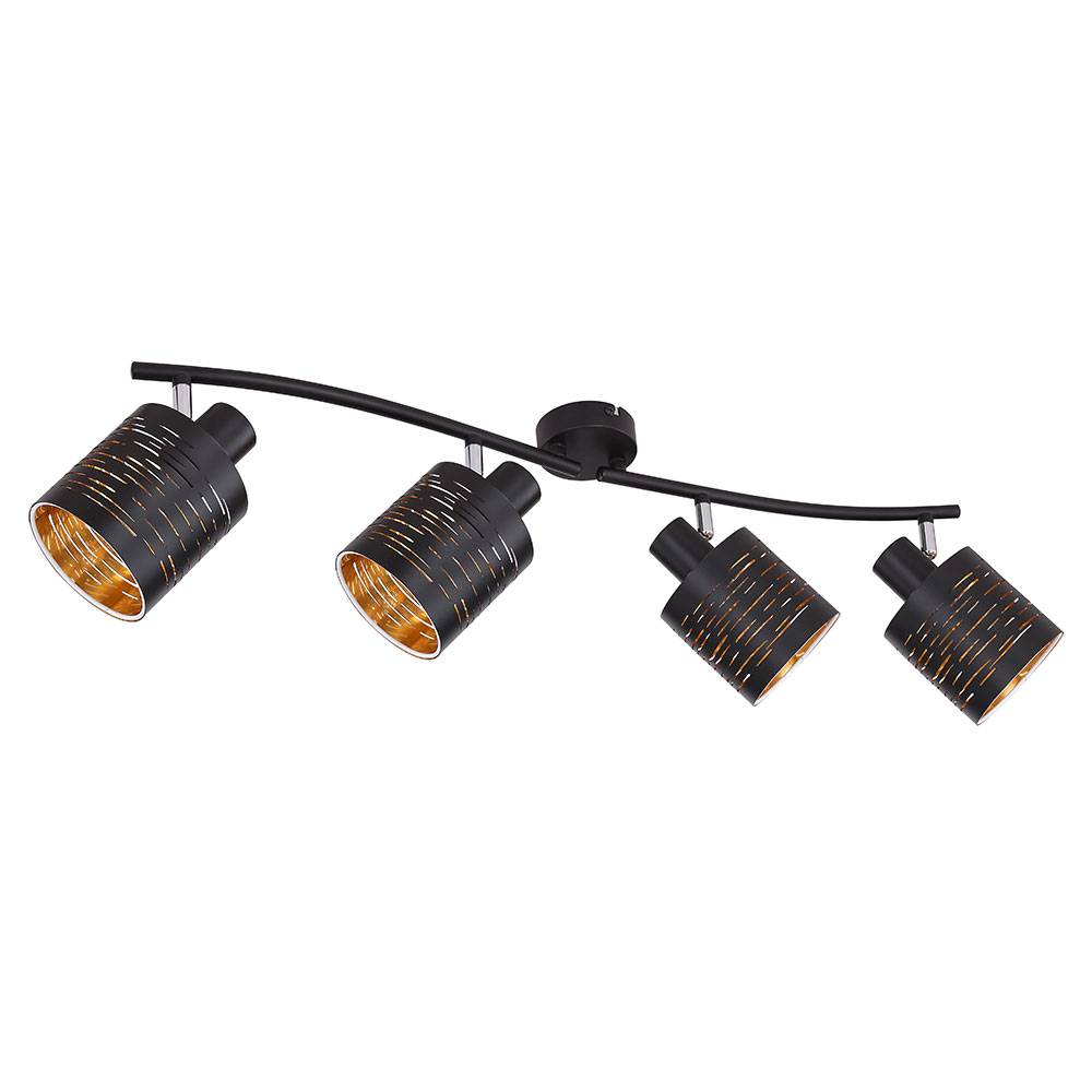 Deckenleuchte Spotstrahler Wohnraum Spotleuchte mit beweglichen Strahlern goldfarben, beweglichen Spots, 4x E27, LxBxH 72x10x16 cm