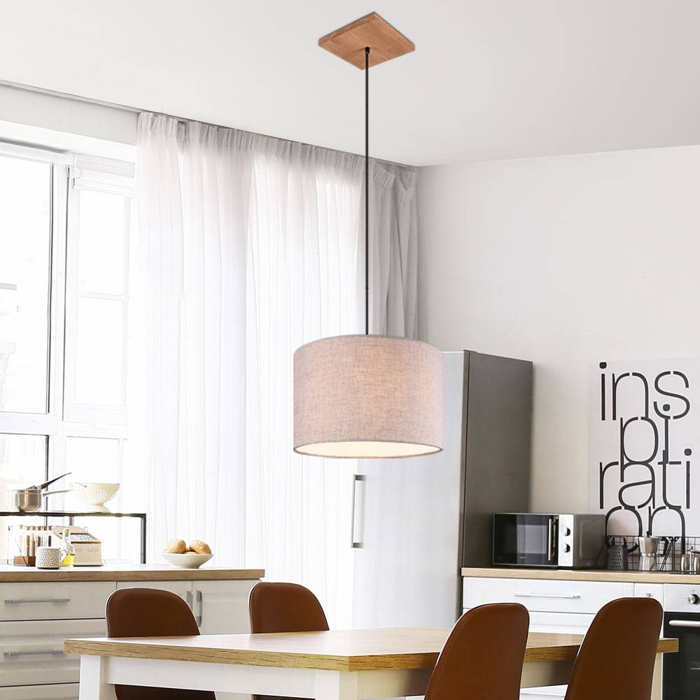 Pendel Decken Lampe Wohn Zimmer Strahler Hänge Textil Holz Flur Beleuchtung weiß
