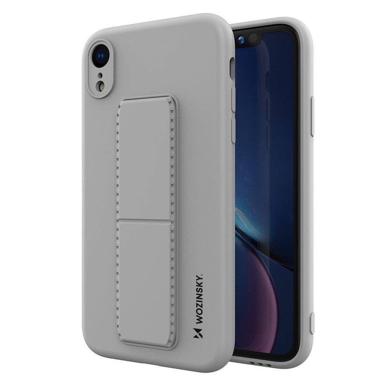 Kickstand Hülle Bumper aufstellbar für Iphone 7 Silikon Hard Case Zubehör mit integriertem Magneten Grau
