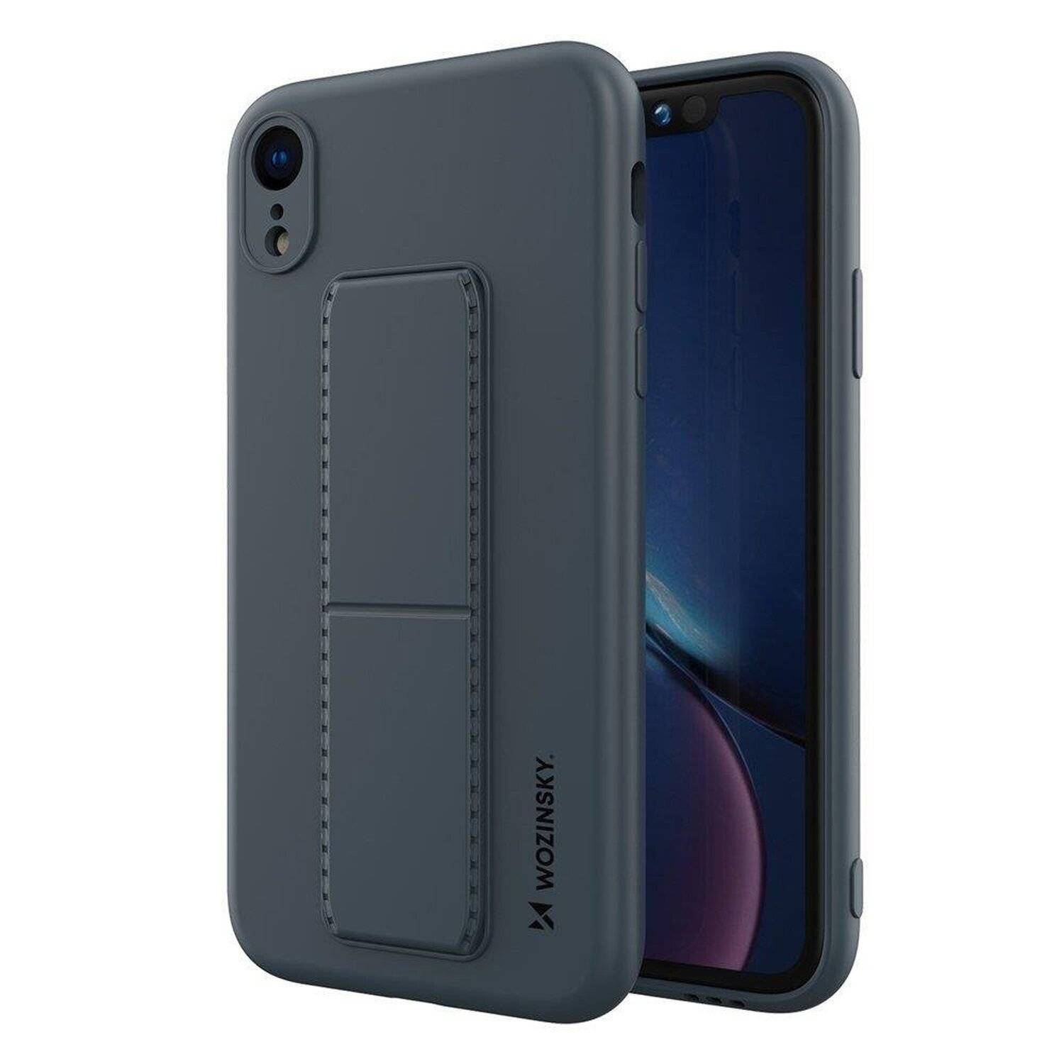 Kickstand Hülle Bumper aufstellbar für Iphone 7 Silikon Hard Case Zubehör mit integriertem Magneten Navy Blau