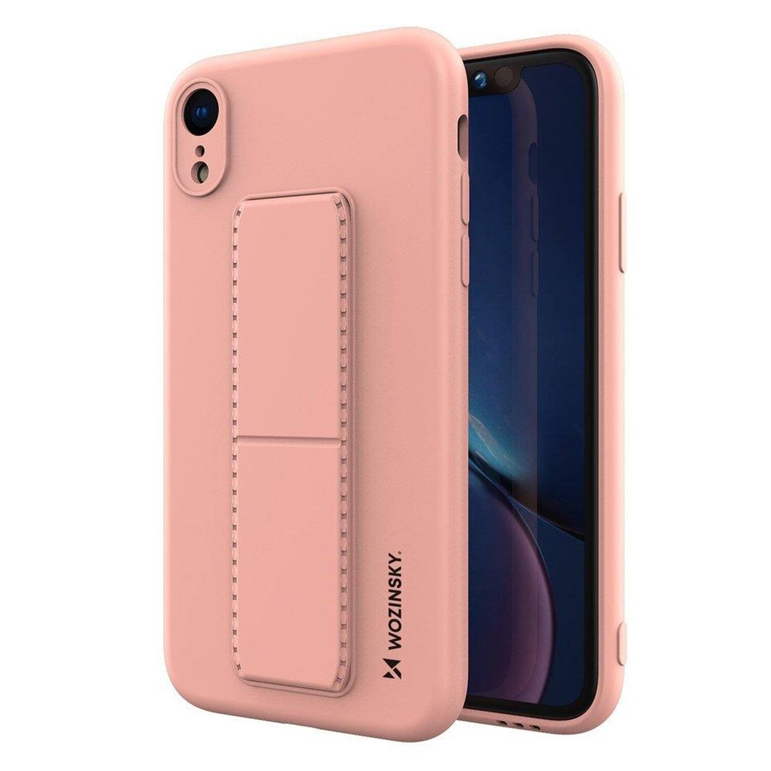Kickstand Hülle Bumper aufstellbar für Iphone SE 2020 Silikon Hard Case Zubehör mit integriertem Magneten Rosa