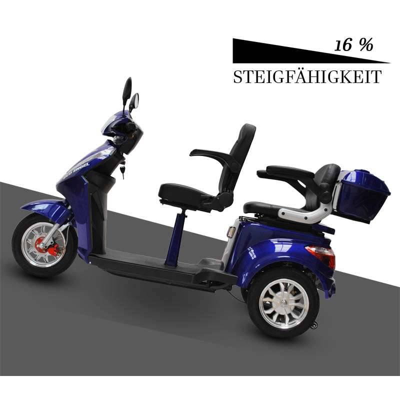 ECO ENGEL 503 Blau, 25 km/h Dreirad Roller mit 30 Ah Lithium Akku Herausnehmbar