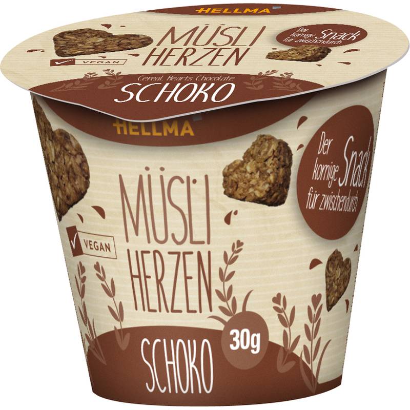 HELLMA Müsli-Herzen Schoko, im Portionsbecher