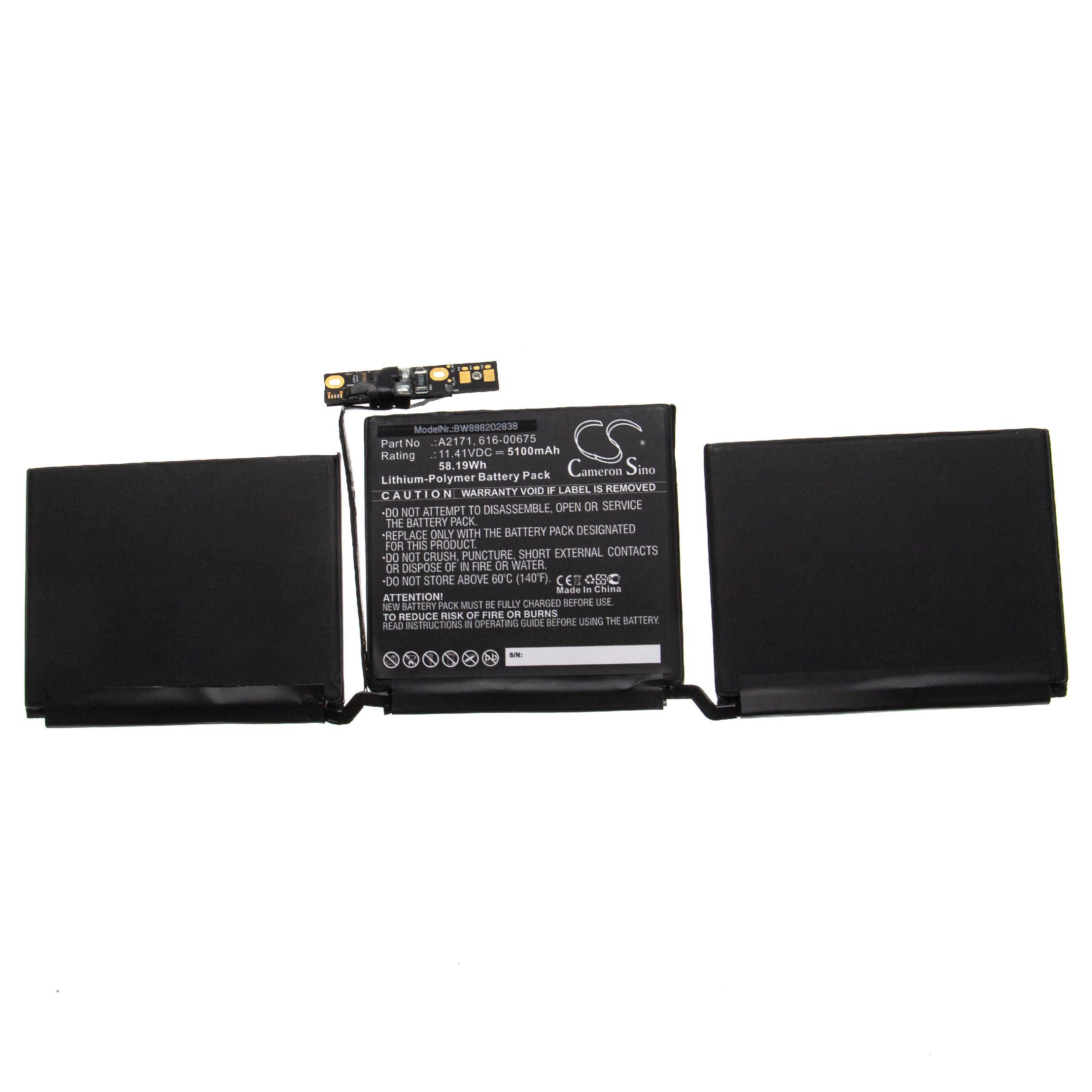 vhbw Akku kompatibel mit Apple MUHN2LL/A, MUHP2LL/A, MUHQ2LL/A, MUHR2LL/A, MUHR2LL/B Notebook (5100 mAh, 11,41 V, Li-Polymer)