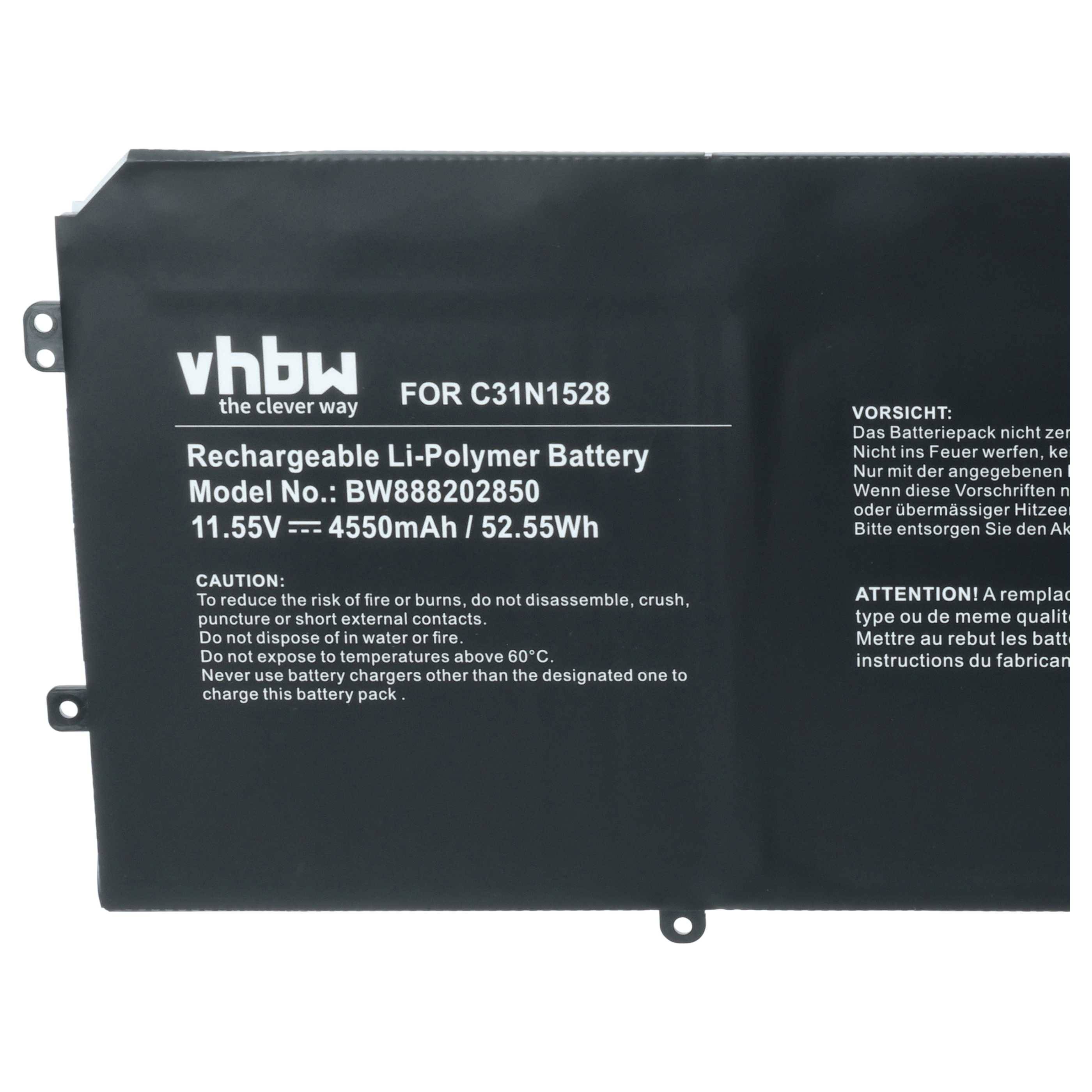 vhbw Akku kompatibel mit Asus ZenBook Flip UX360CA-DQ005T, UX360CA-DQ023T, UX360CA-DBM2T Notebook (4550 mAh, 11,55 V, Li-Polymer)