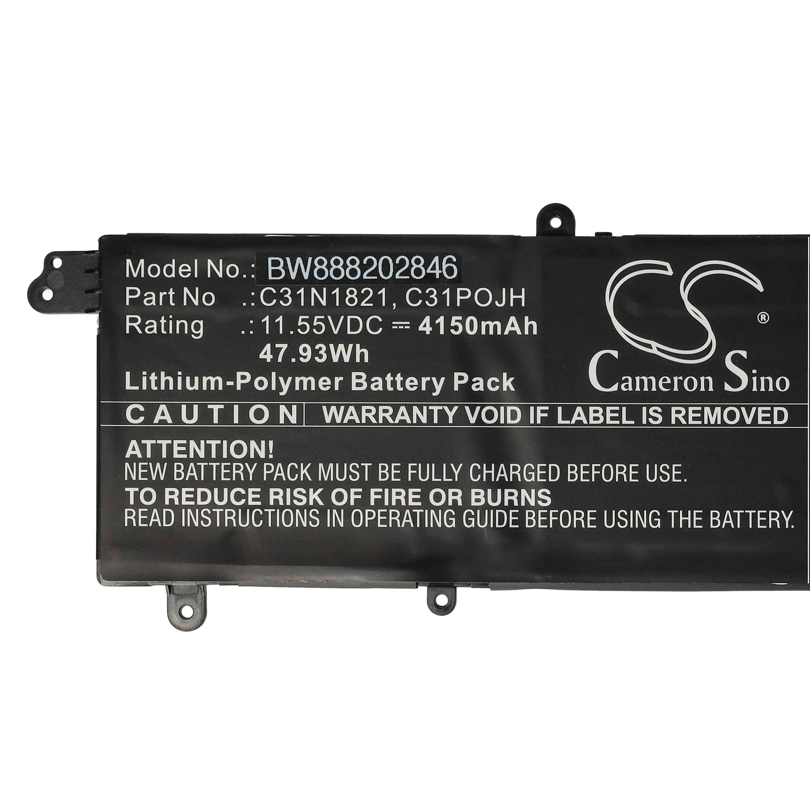 vhbw Akku kompatibel mit Asus VivoBook S14 S433FL-EB079T, S433FL-EB093T, S433FA-WPC1202T Notebook (4150 mAh, 11,55 V, Li-Polymer)