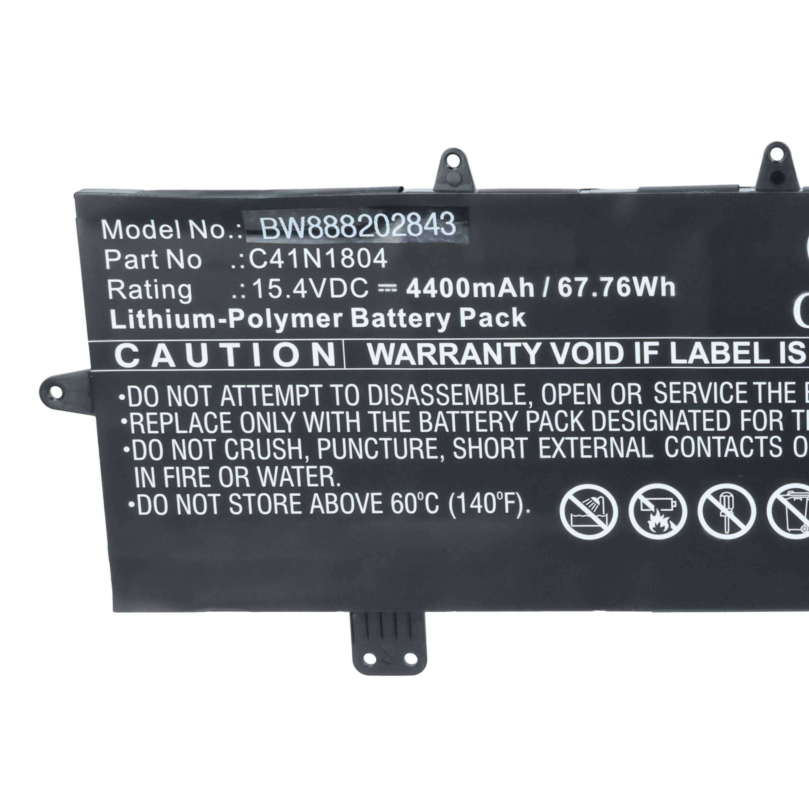 vhbw Akku kompatibel mit Asus ZenBook Pro 14 UX480FD-BE027T | UX480FD-BE023T, UX480FD-BE026T Notebook (4400 mAh, 15,4 V, Li-Polymer)