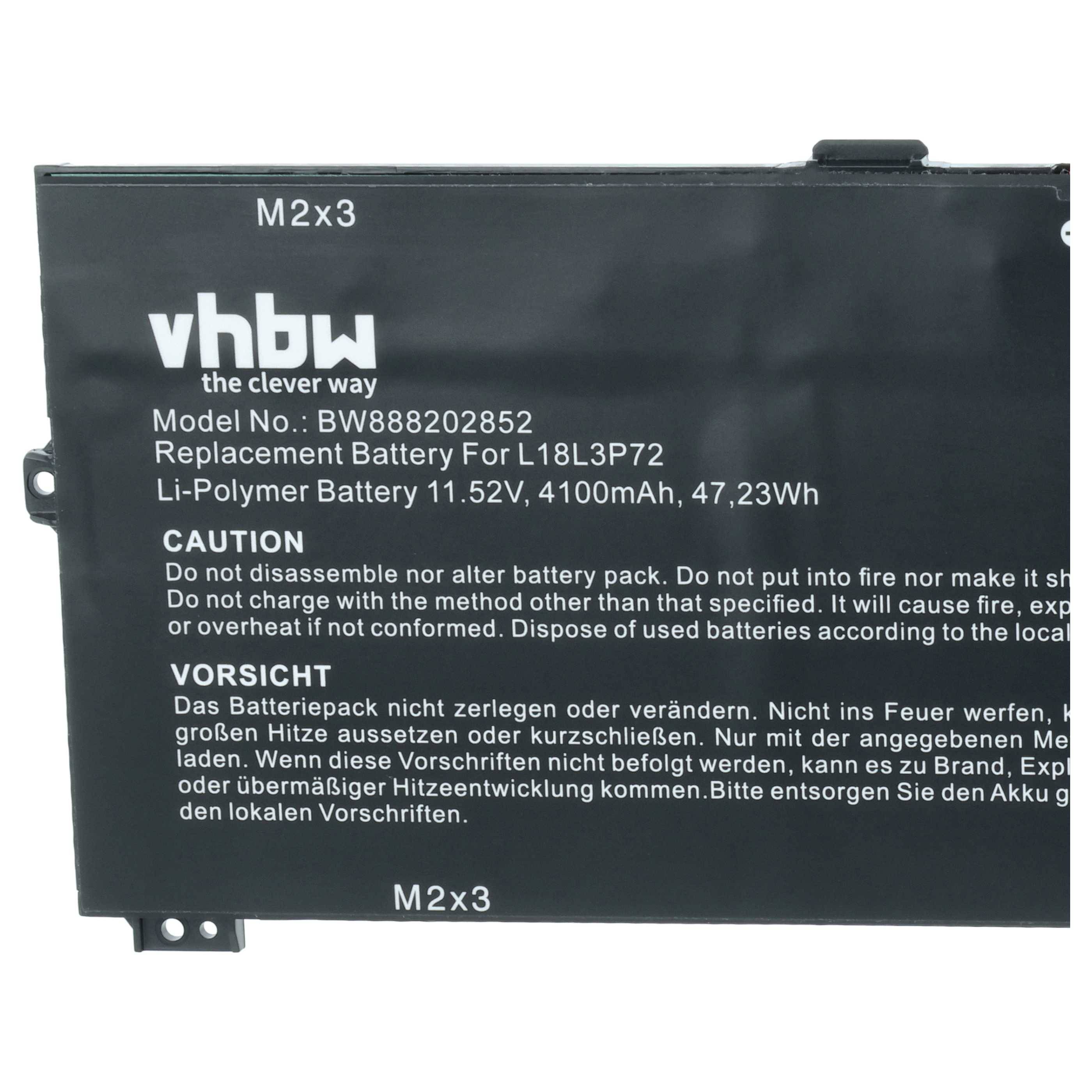 vhbw Akku kompatibel mit Lenovo ThinkPad X390 Yoga 20NNA006CD, X390 Yoga 20NNA007CD Notebook (4100 mAh, 11,52 V, Li-Polymer)