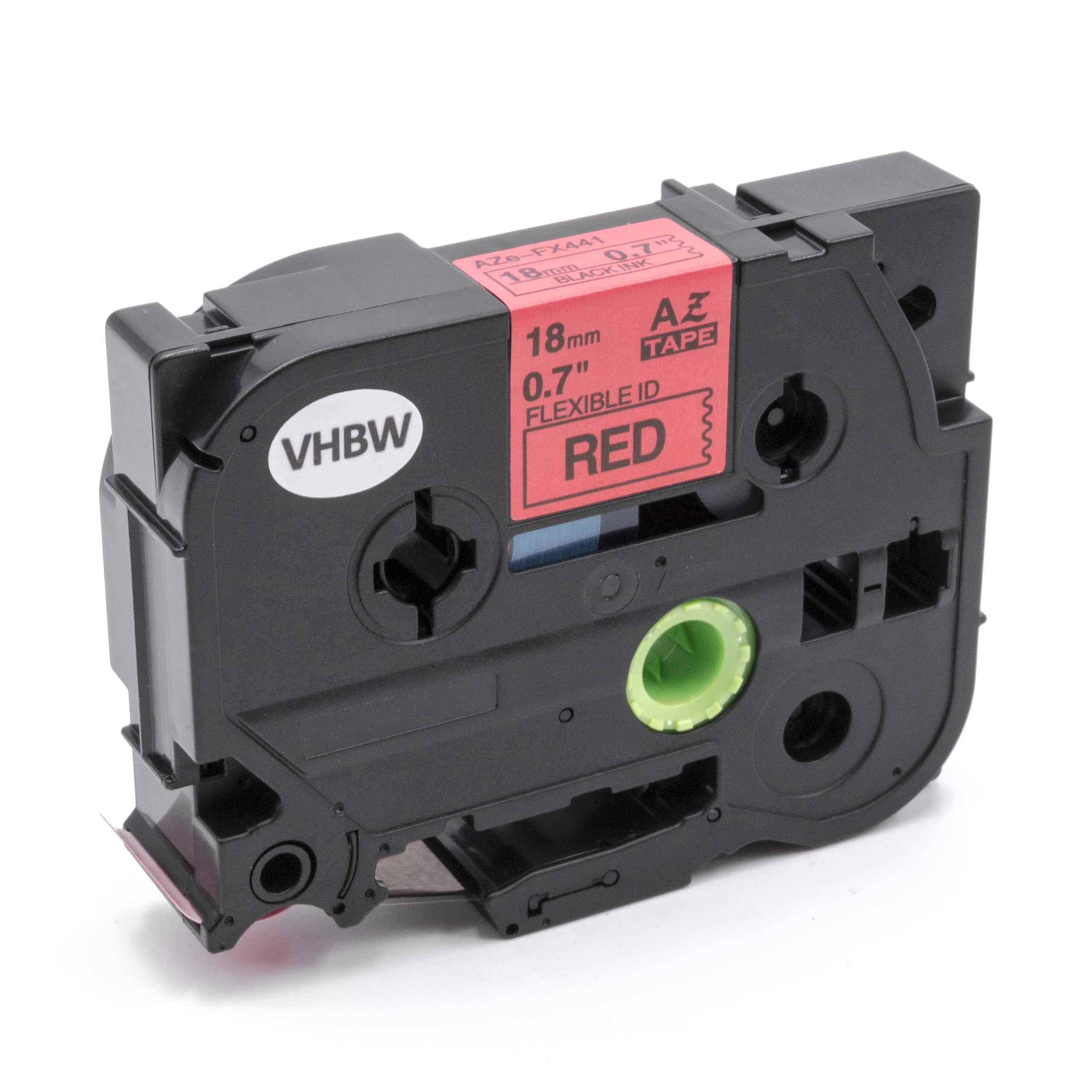 vhbw Schriftband-Kassette Ersatz für Brother TZeFX441, TZE-FX441, TZFX441, TZ-FX441 für Etiketten-Drucker 18mm Schwarz auf Rot, Flexibel