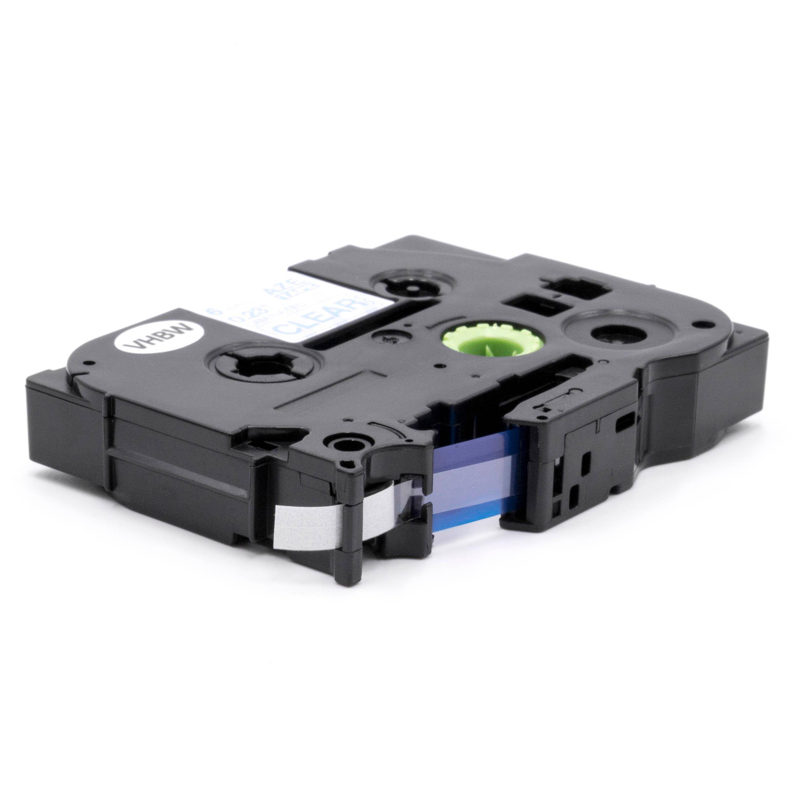 vhbw Schriftband-Kassette kompatibel mit Brother P-Touch P900W, P950NW, P950W, RL-700S, ST1150, ST1150DX Etiketten-Drucker 6mm Blau auf Transparent