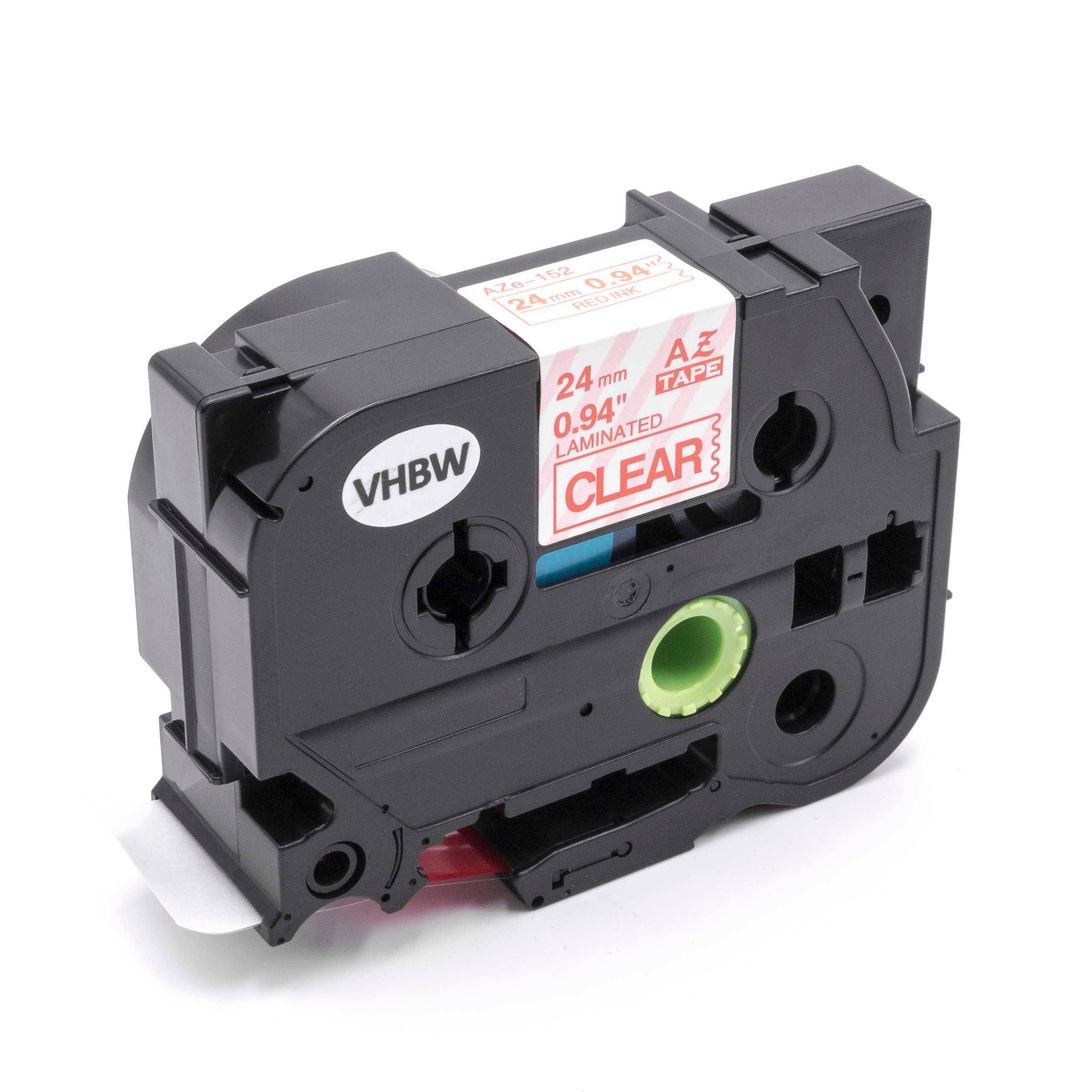 vhbw Schriftband-Kassette Ersatz für Brother TZE-152 für Etiketten-Drucker 24mm Rot auf Transparent