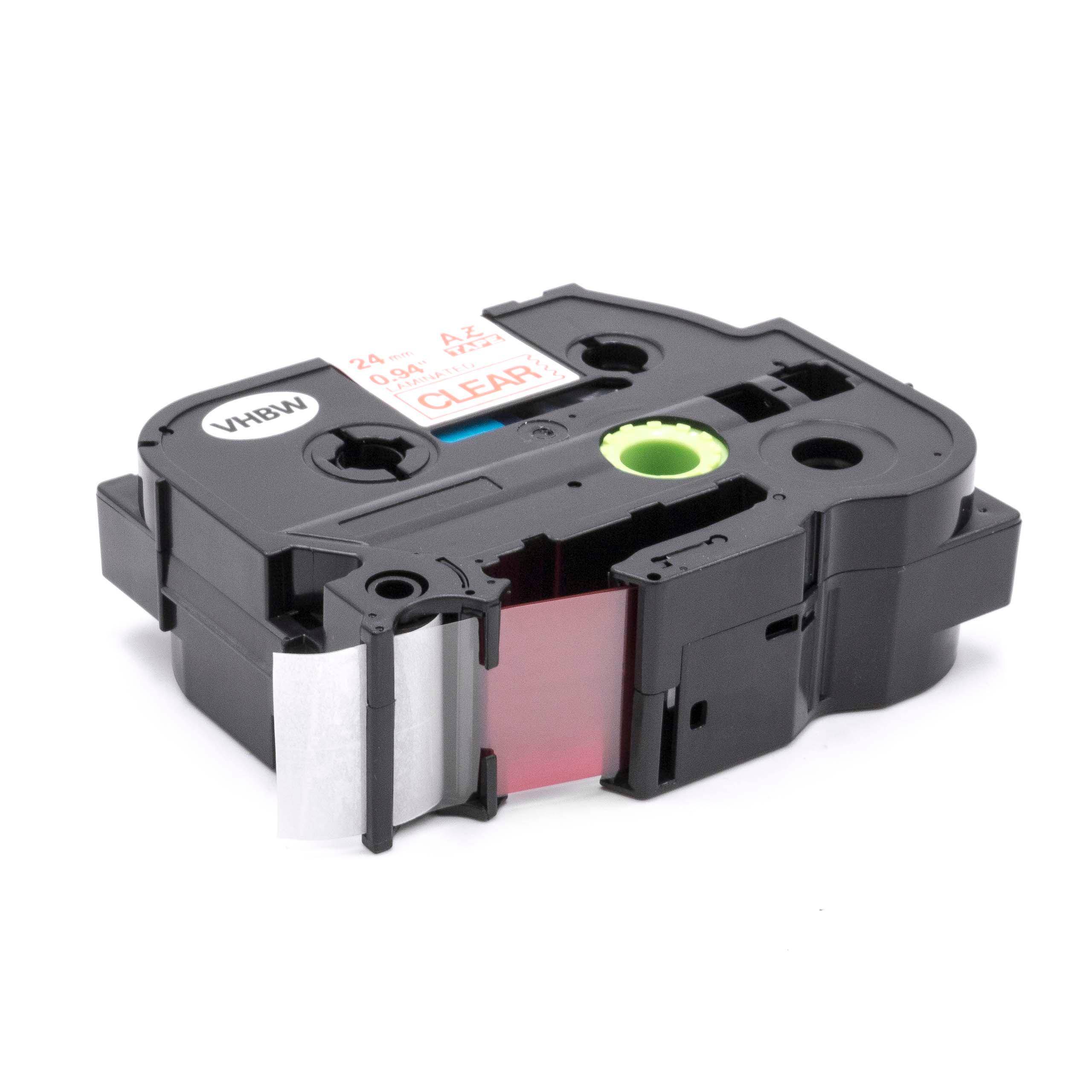 vhbw Schriftband-Kassette Ersatz für Brother TZE-152 für Etiketten-Drucker 24mm Rot auf Transparent