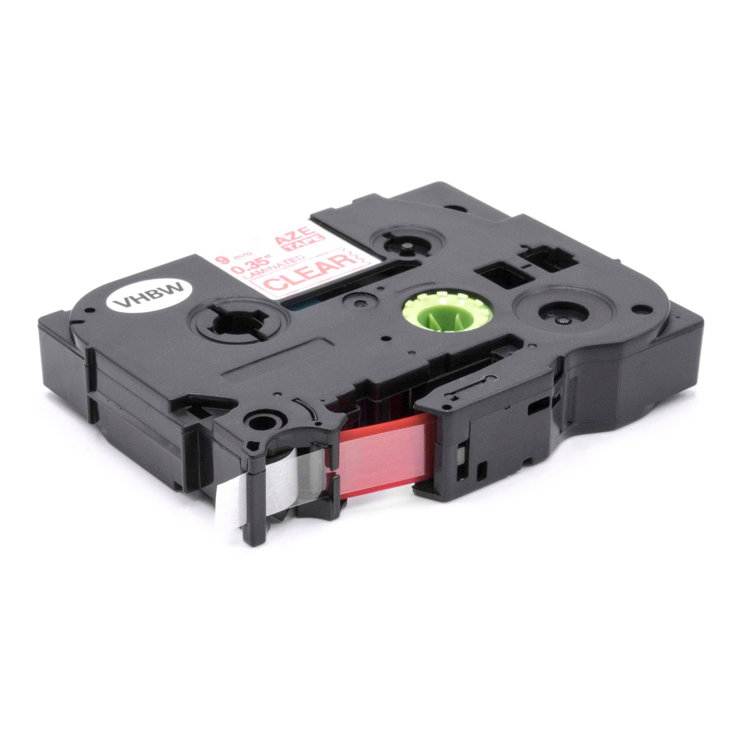 vhbw Schriftband-Kassette Ersatz für Brother TZE-122 für Etiketten-Drucker 9mm Rot auf Transparent