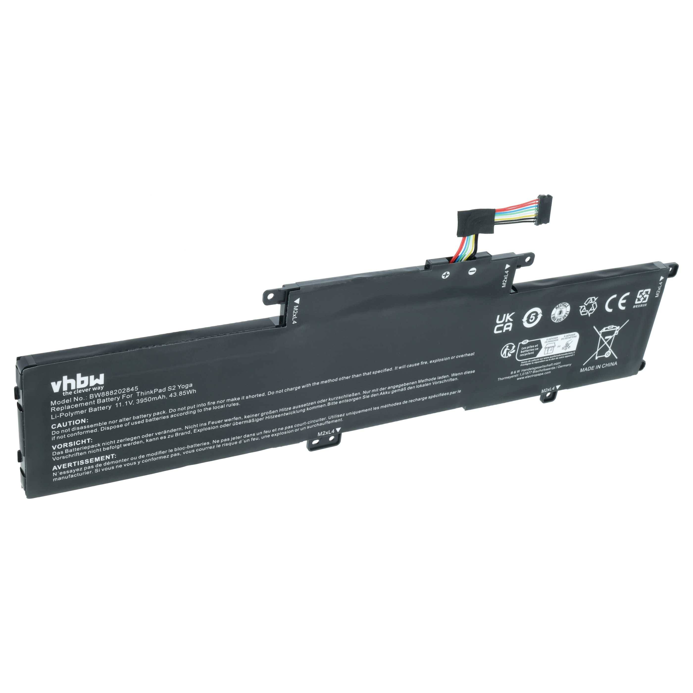 vhbw Akku kompatibel mit Lenovo TP L380-20M8S14000, TP L380-20M8S13A00, TP L380-20M8S13900 Notebook (3950 mAh, 11,1 V, Li-Polymer)