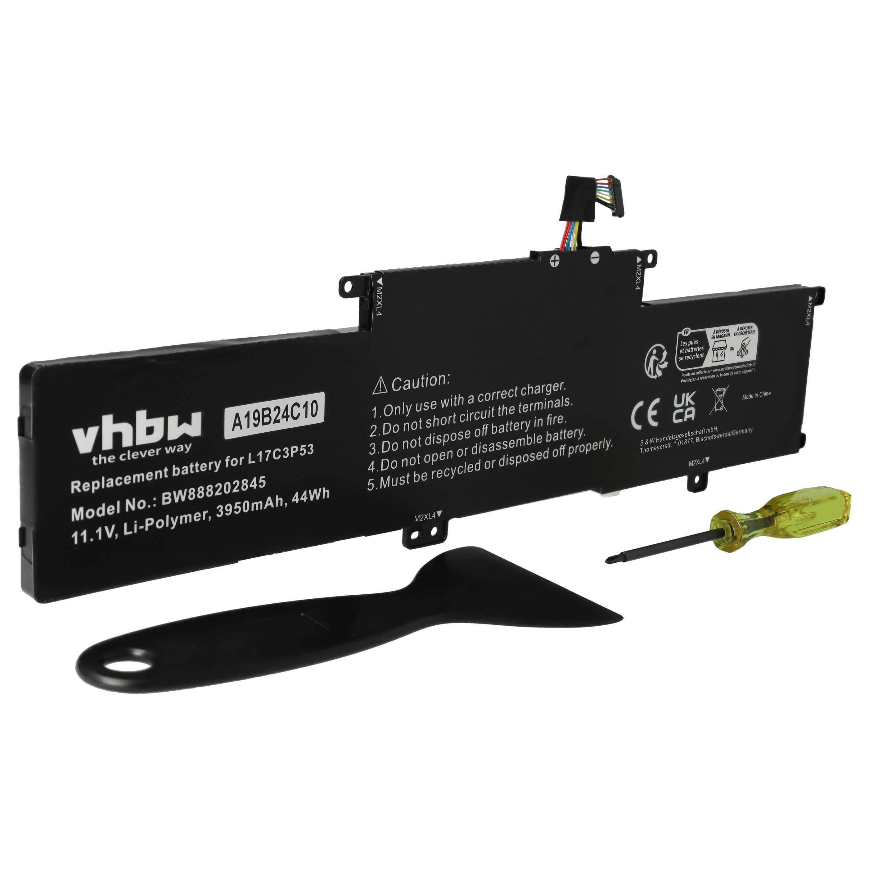vhbw Akku kompatibel mit Lenovo ThinkPad L390 Yoga 20NUS2LD00, L390 Yoga 20NUS2HK00 Notebook (3950 mAh, 11,1 V, Li-Polymer)
