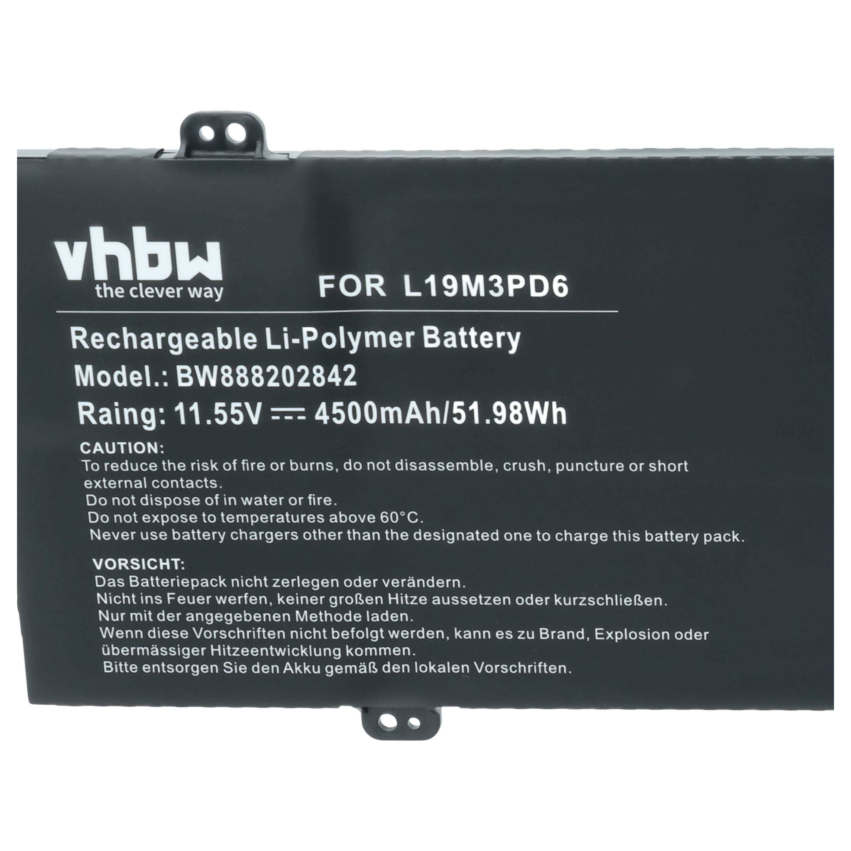 vhbw Akku kompatibel mit Lenovo IdeaPad Flex 5 80XB000SUS, Flex 5 80XB000TUS Notebook (4500 mAh, 11,55 V, Li-Polymer)