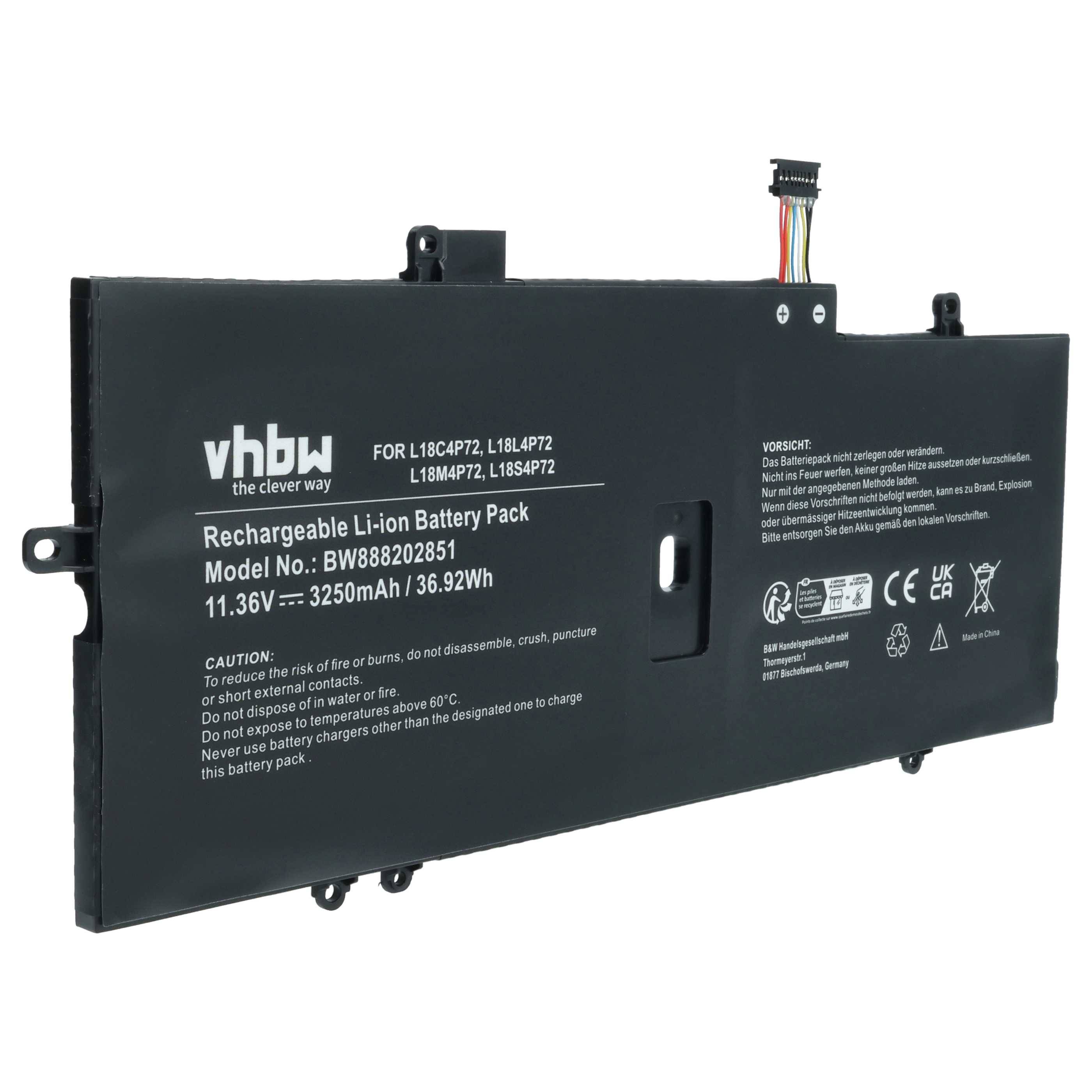 vhbw Akku kompatibel mit Lenovo Thinkpad X1 Carbon G7 20R1-000YUS | Notebook (3250 mAh, 11,36 V, Li-Polymer)