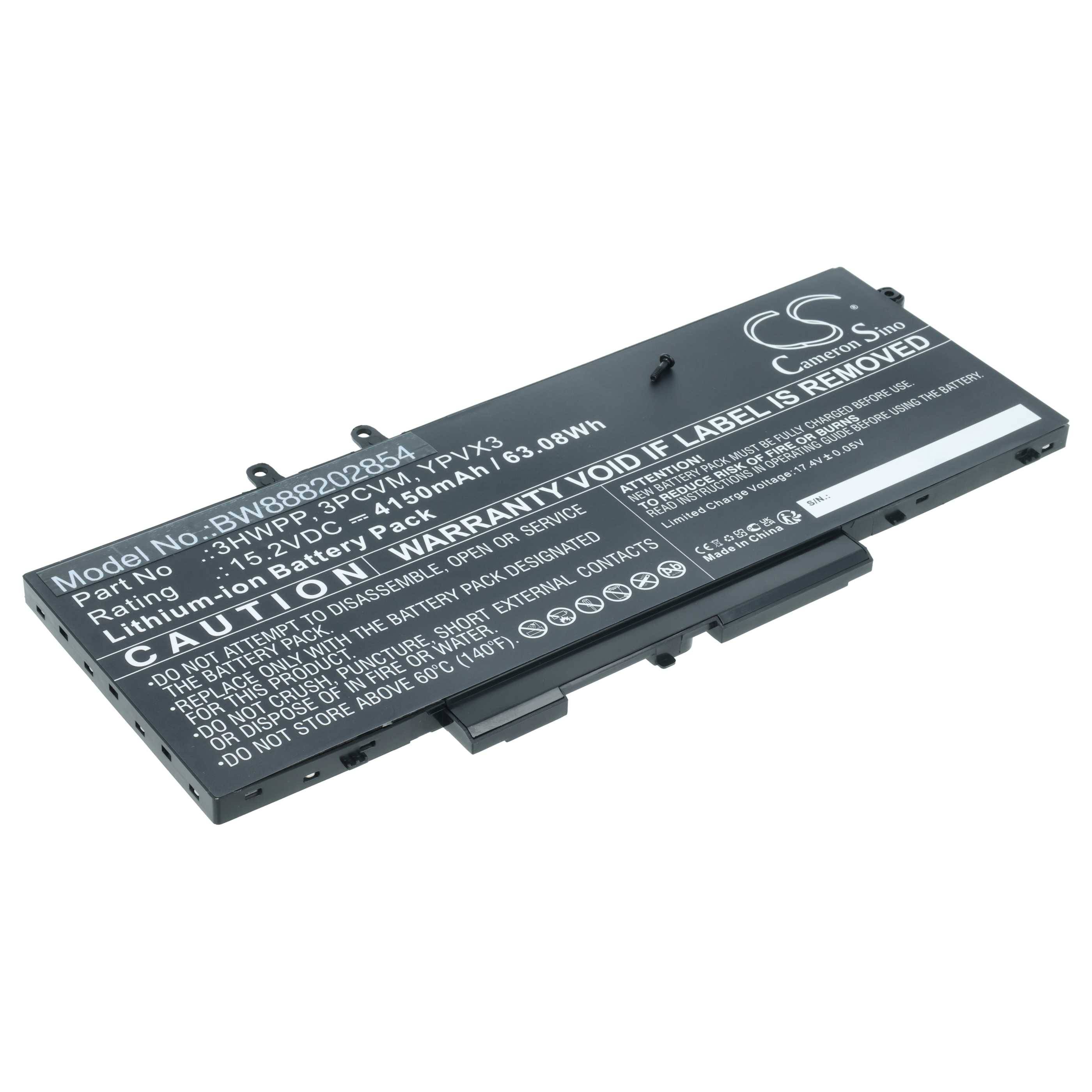 Rechteckige Lithium-Ionen-Batterie mit einem Etikett, auf dem 