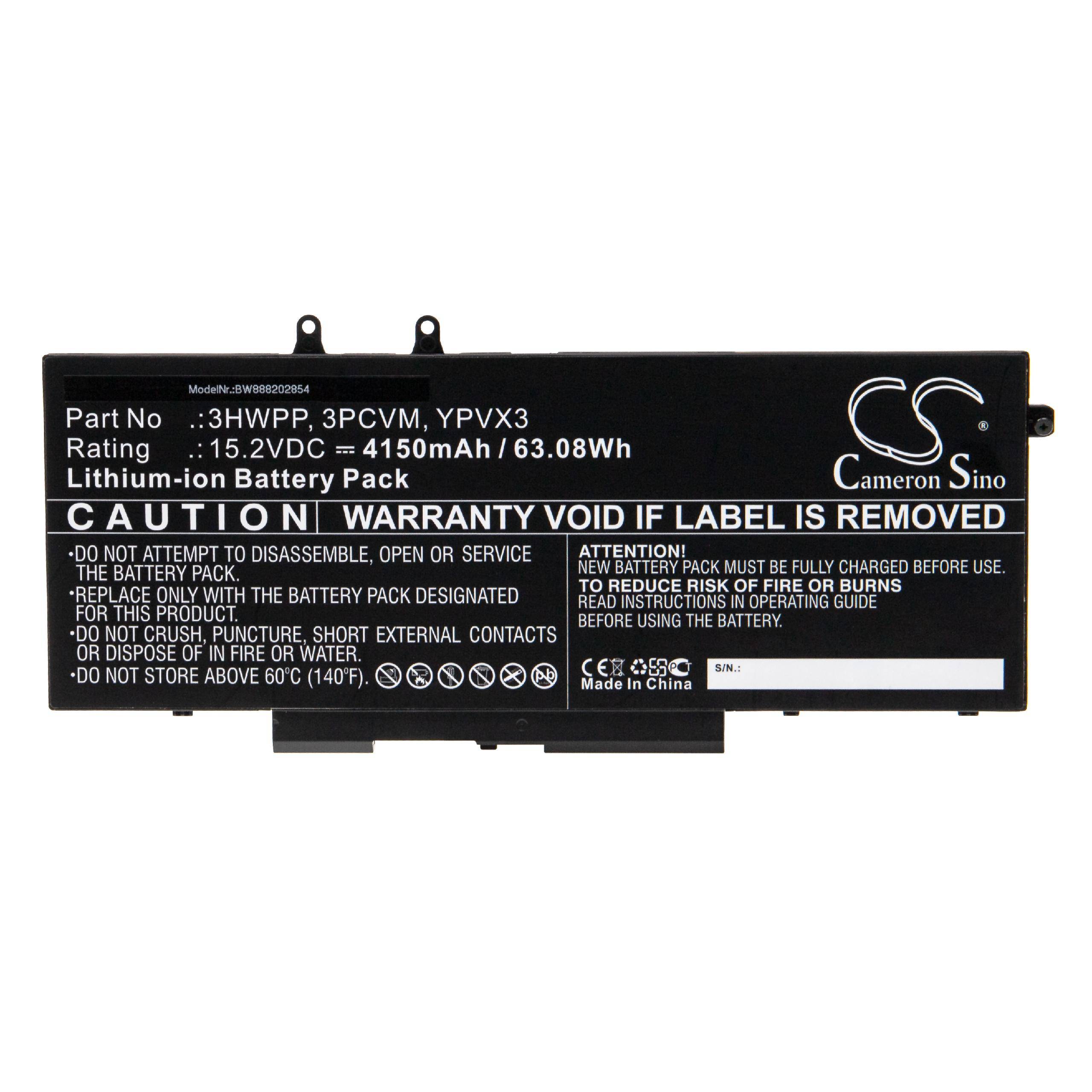 vhbw Akku kompatibel mit Dell Latitude 15 5511 N003L551115EMEA_UBU, 5511 N003L551115EMEA Notebook (4150 mAh, 15,2 V, Li-Ion)