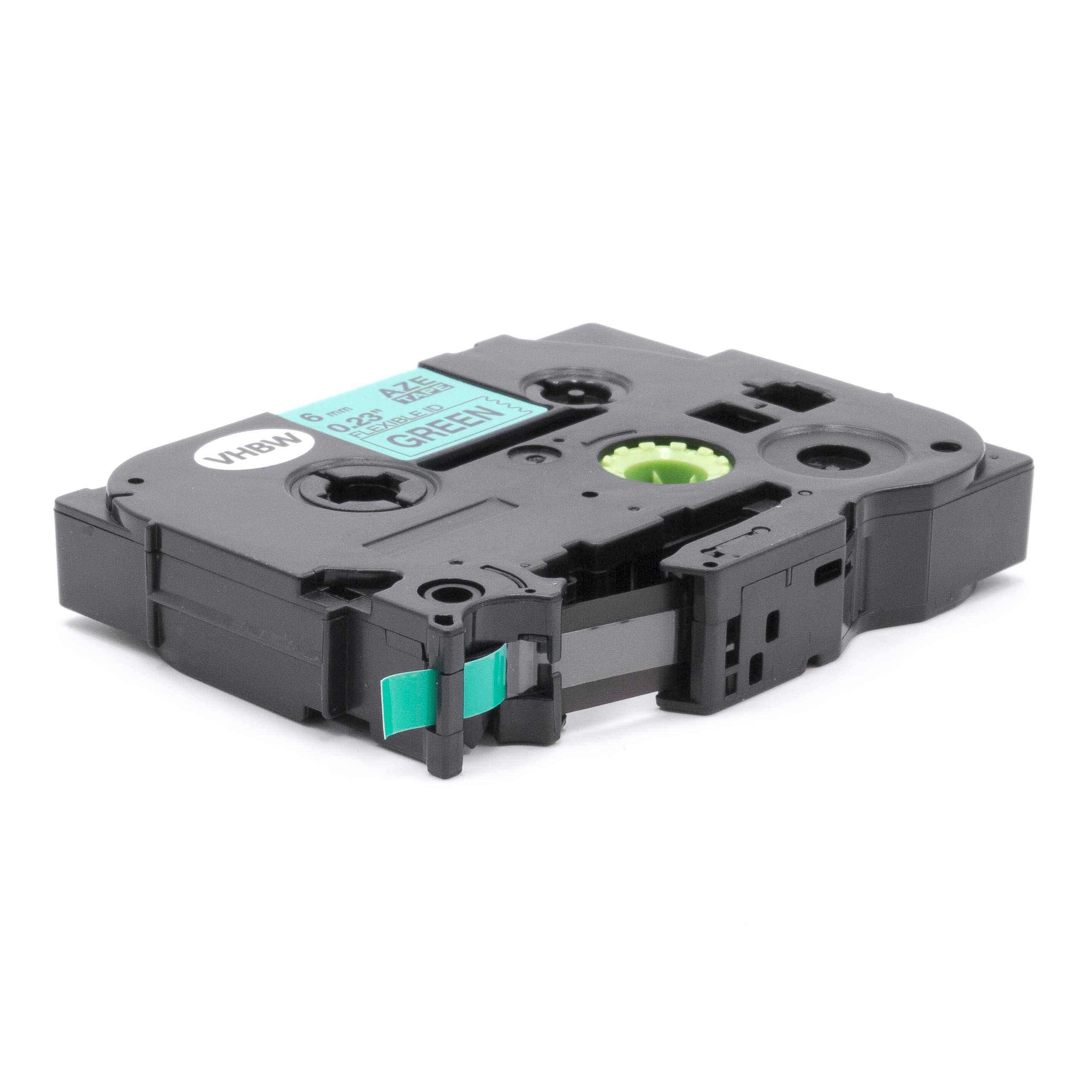 vhbw Schriftband-Kassette kompatibel mit Brother P-Touch P900W, P950NW, P950W, RL-700S, ST1150 Etiketten-Drucker 6mm Schwarz auf Grün, Flexibel