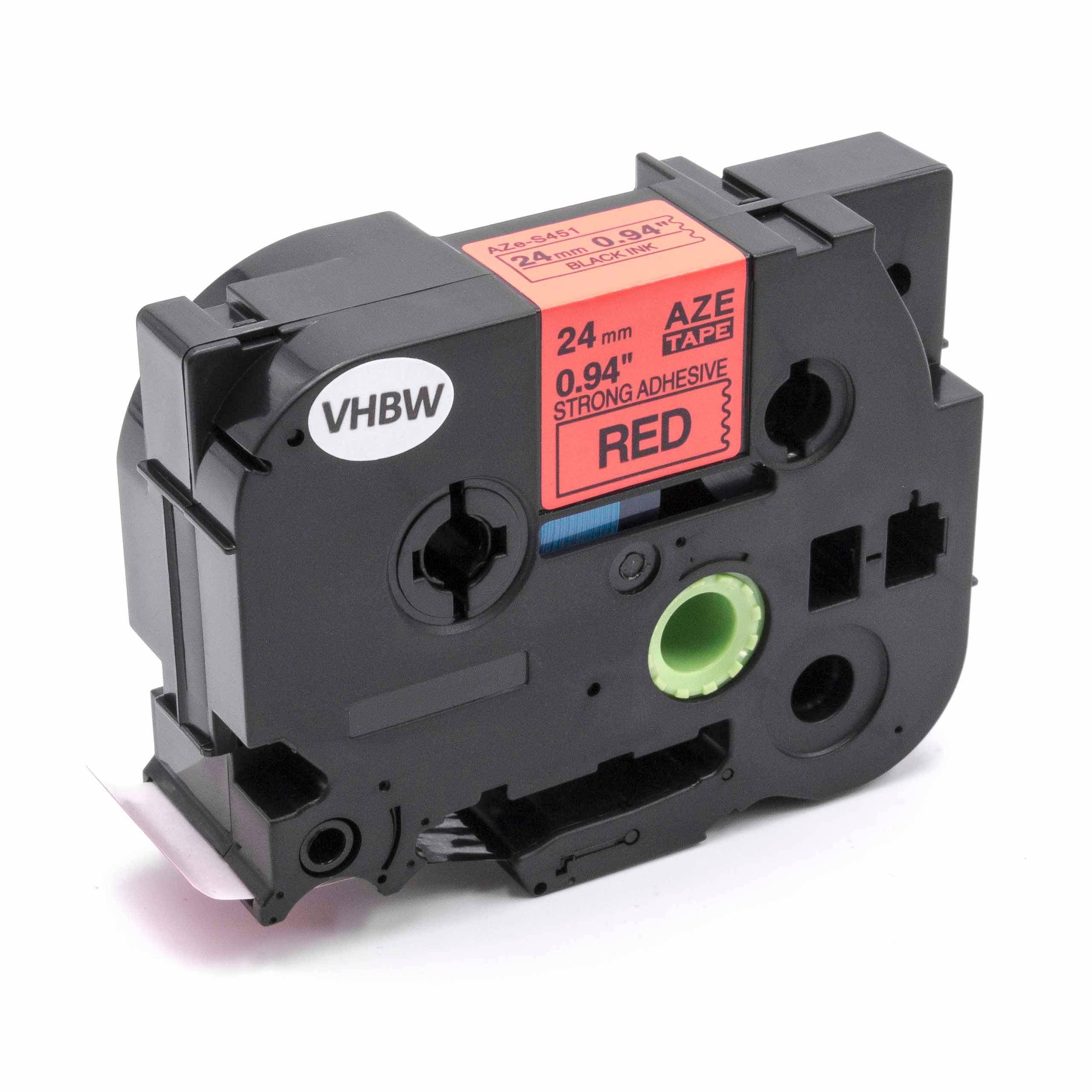 vhbw Schriftband-Kassette Ersatz für Brother TZE-S451 für Etiketten-Drucker 24mm Schwarz auf Rot, Extra Stark