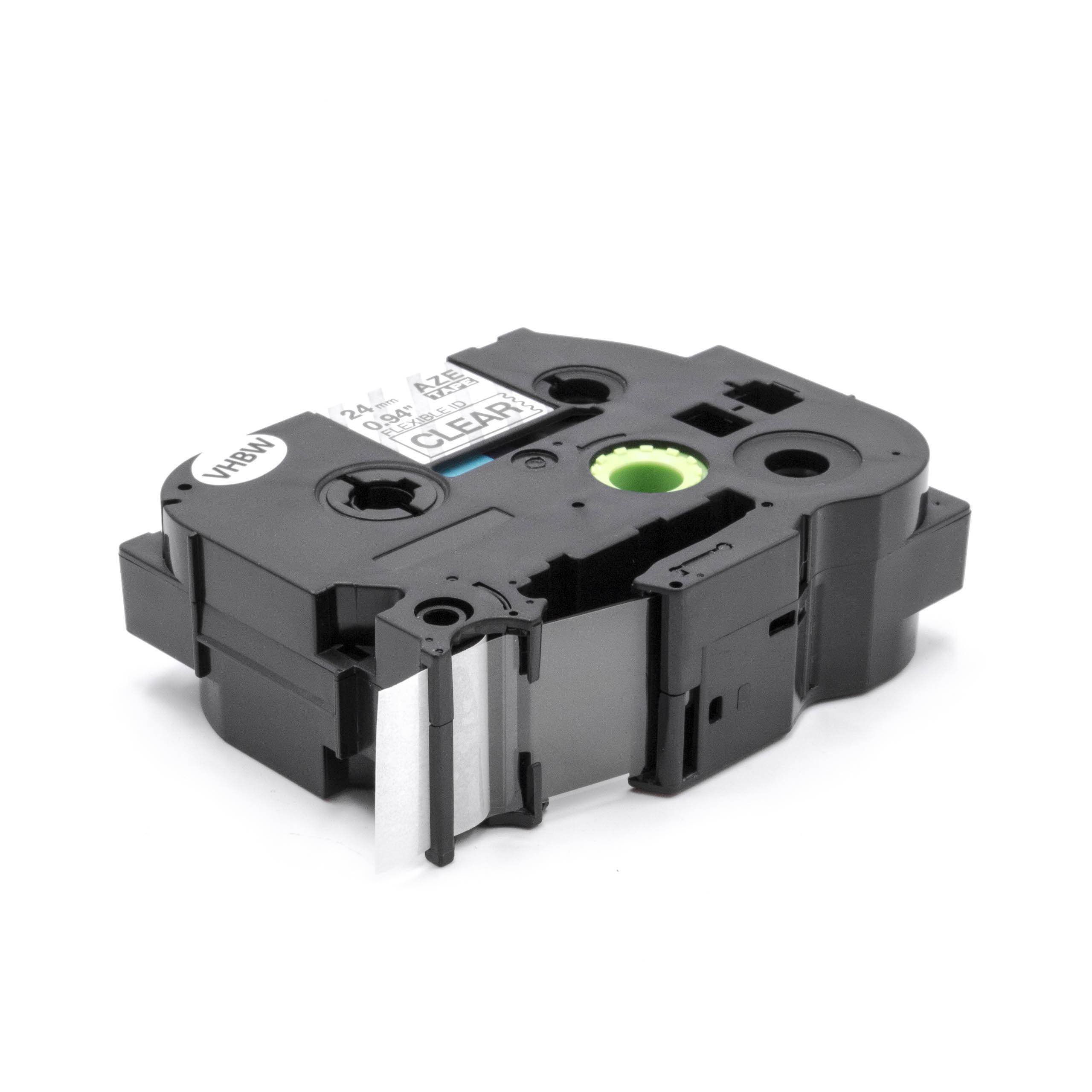 vhbw Schriftband-Kassette Ersatz für Brother TZeFX151, TZE-FX151, TZFX151, TZ-FX151 für Etiketten-Drucker 24mm Schwarz auf Transparent, Flexibel