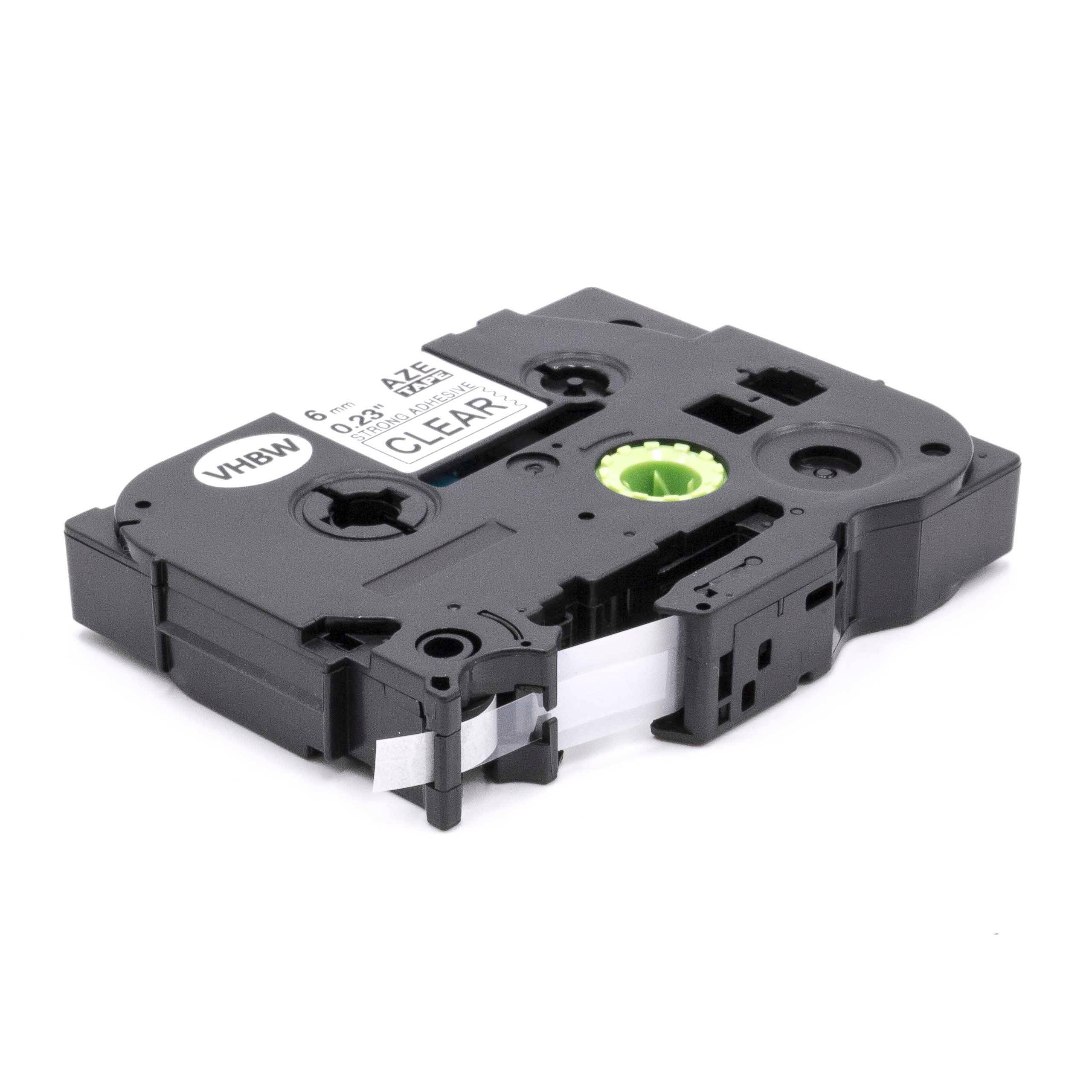vhbw Schriftband-Kassette kompatibel mit Brother P-Touch H101TB, H105, H105NB, H105WB Etiketten-Drucker 6mm Weiß auf Transparent Extra Stark