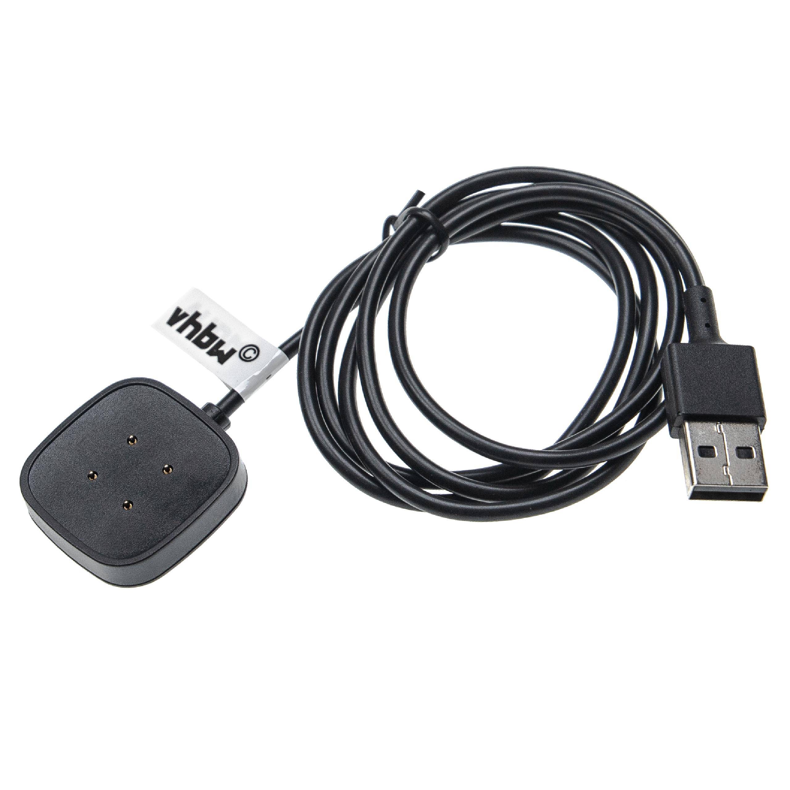 vhbw USB Ladekabel kompatibel mit Fitbit Sense, Versa 3 Smartwatch Fitnesstracker - Ladestation Schwarz, magnetisch, 100 cm