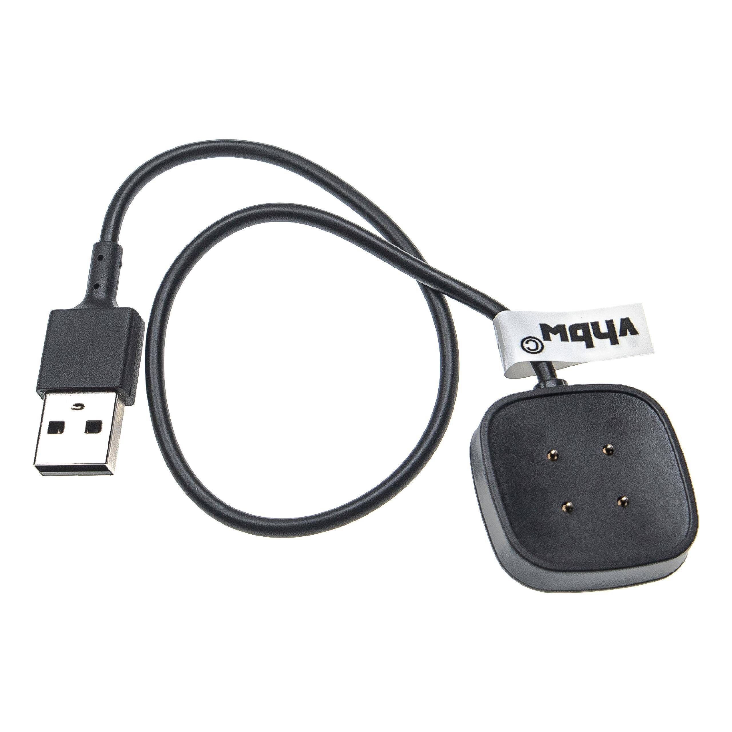 vhbw USB Ladekabel kompatibel mit Fitbit Sense, Versa 3 Smartwatch Fitnesstracker - Ladestation Schwarz, magnetisch, 30 cm