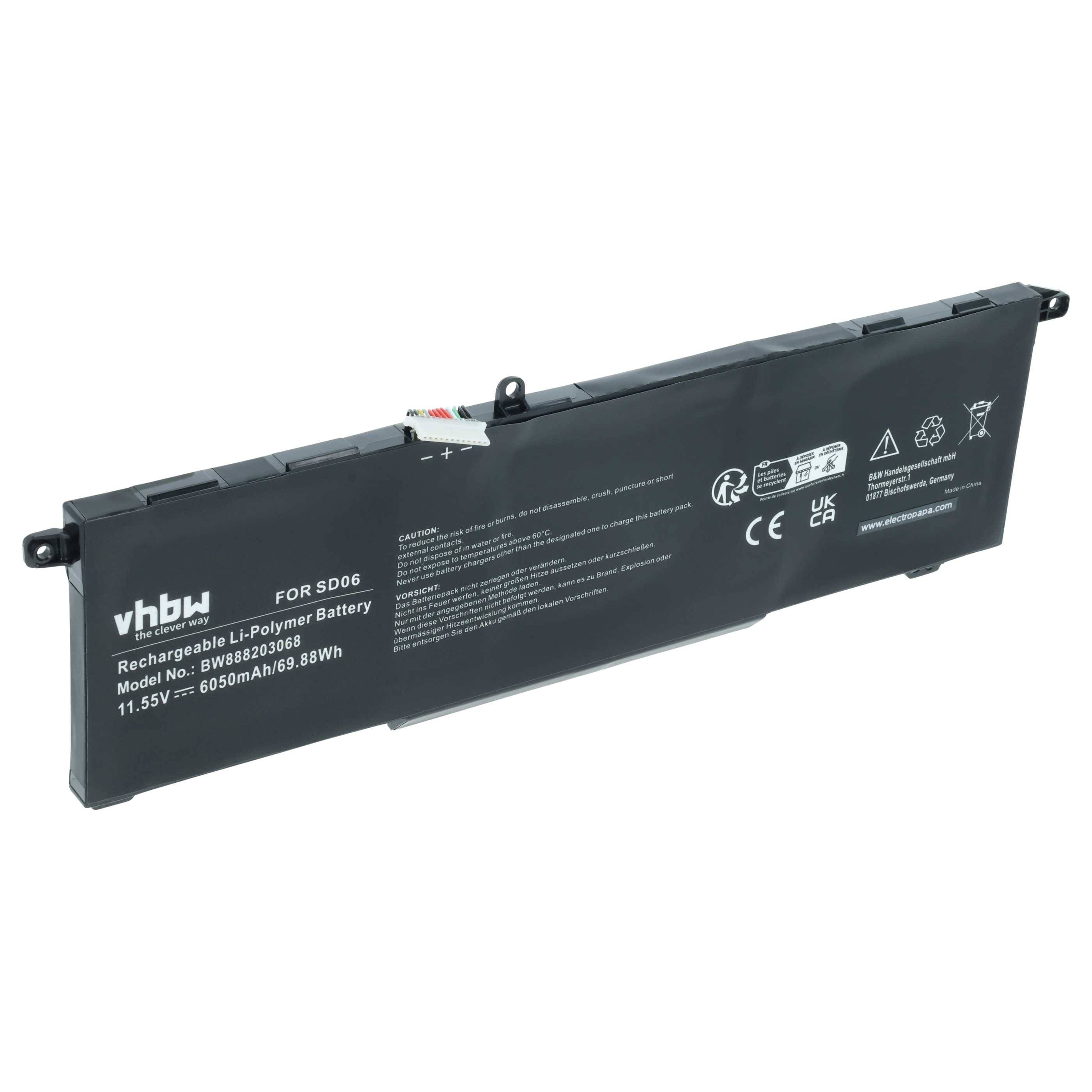 vhbw Akku Ersatz für HP L84356-2C1, HSTNN-DB9U, HSTNN-089U, L84392-005 für Notebook (5900 mAh, 11,55 V, Li-Polymer)