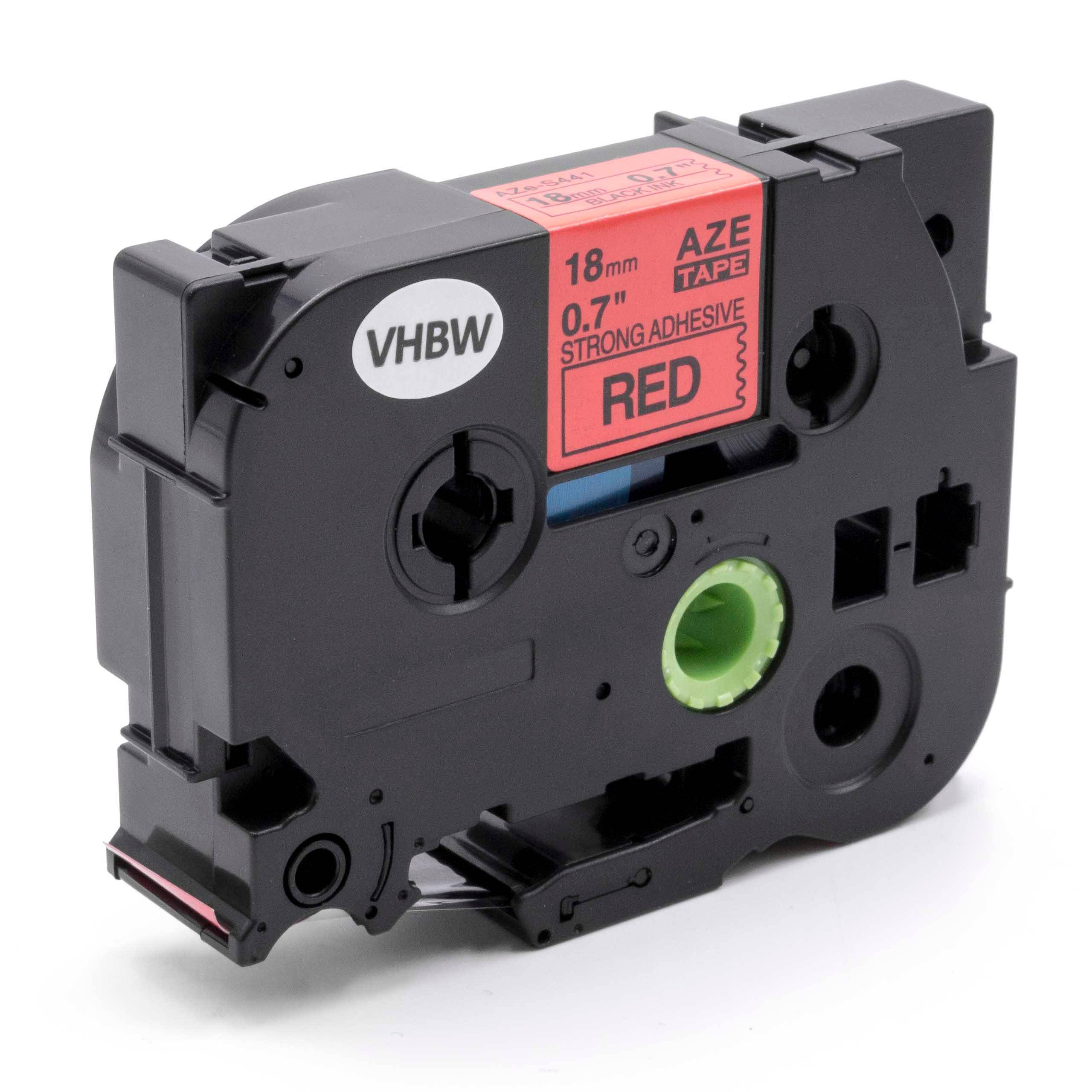 vhbw Schriftband-Kassette kompatibel mit Brother P-Touch P950W, RL700S, ST5 Etiketten-Drucker 18mm Schwarz auf Rot, Extra Stark