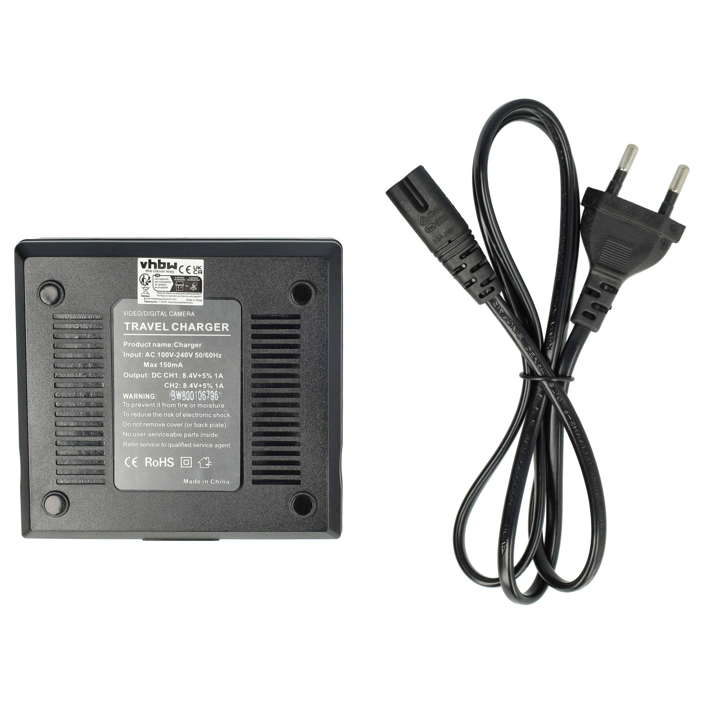 vhbw Dual Ladegerät kompatibel mit Sony NP-FP91, NP-FV100, NP-FV50 Kamera Camcorder Action Cam-Akku - Ladeschale + Kfz-Adapter