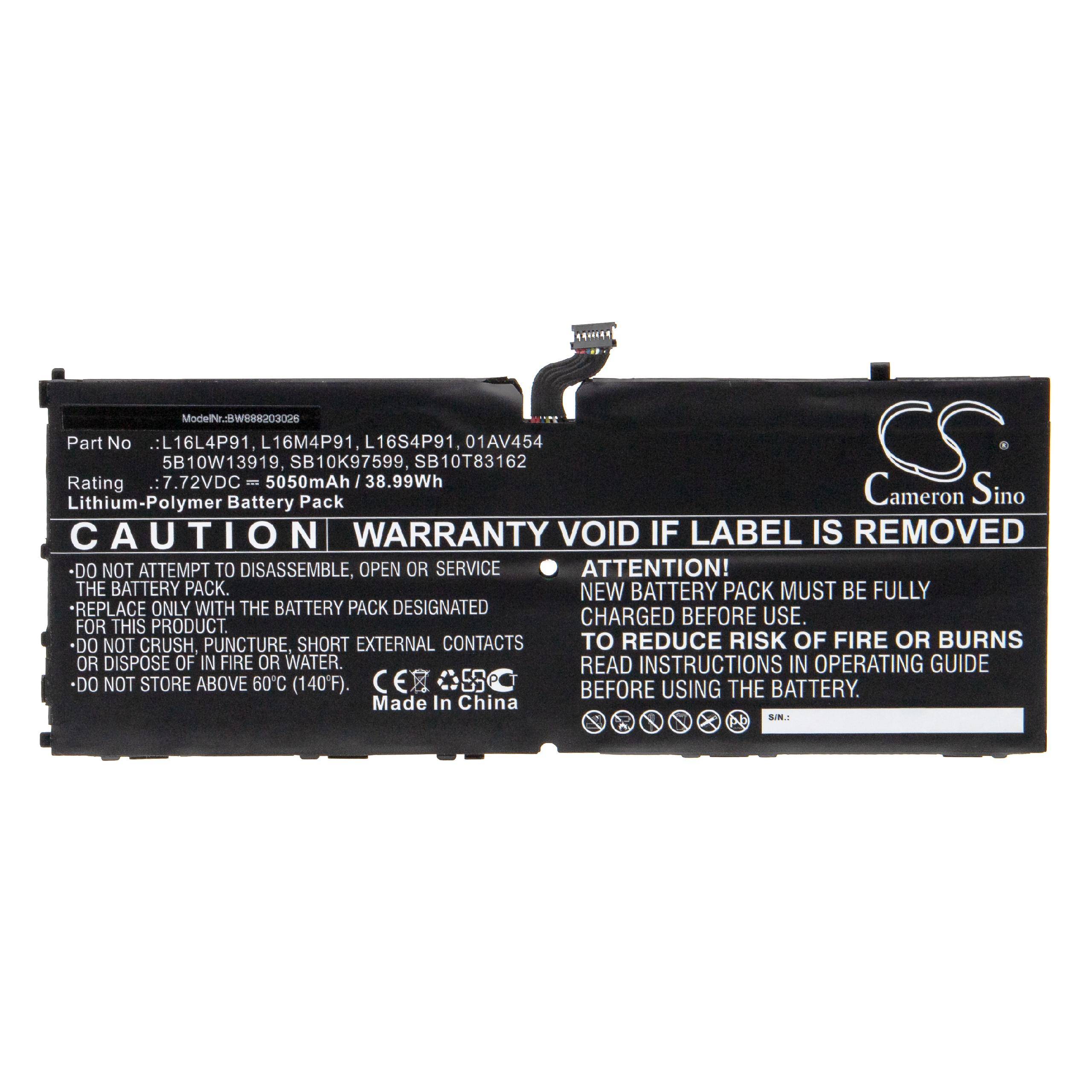 vhbw Akku Ersatz für Lenovo 01AV454 | 5B10W13919, L16L4P91, L16M4P91, L16S4P91 für Tablet Pad (5050mAh, 7.72V, Li-Polymer)