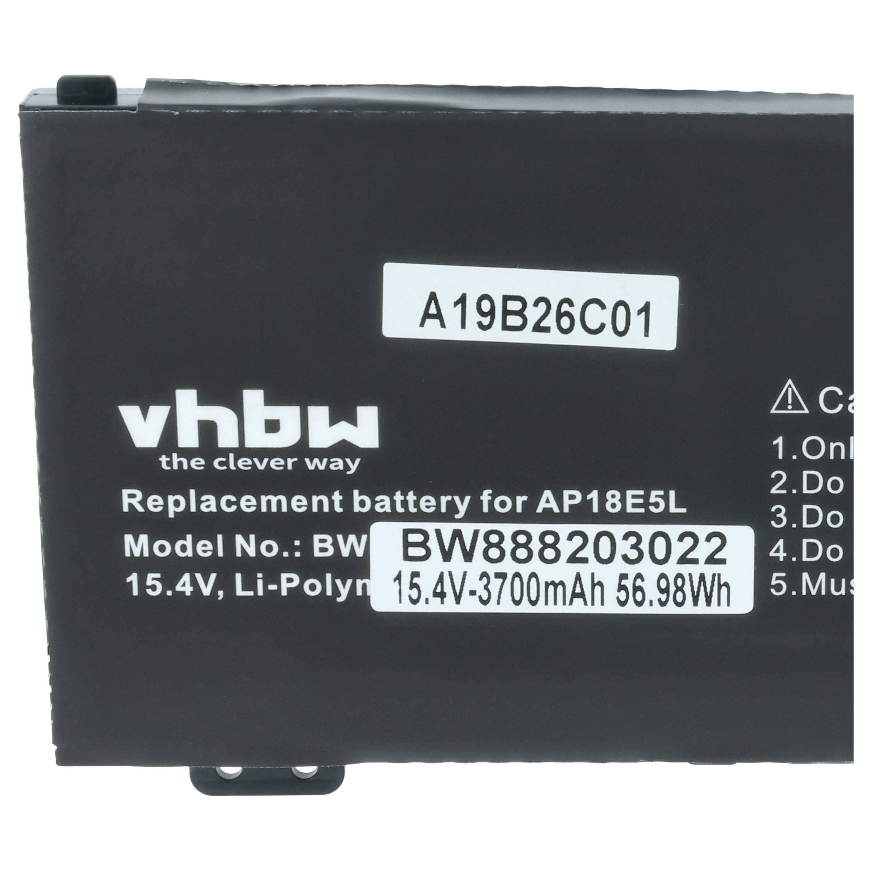 vhbw Akku kompatibel mit Acer Nitro 5 AN515-43-R19J, AN515-43-R1BL, AN515-43-R1QT Notebook (3700 mAh, 15,4 V, Li-Polymer)