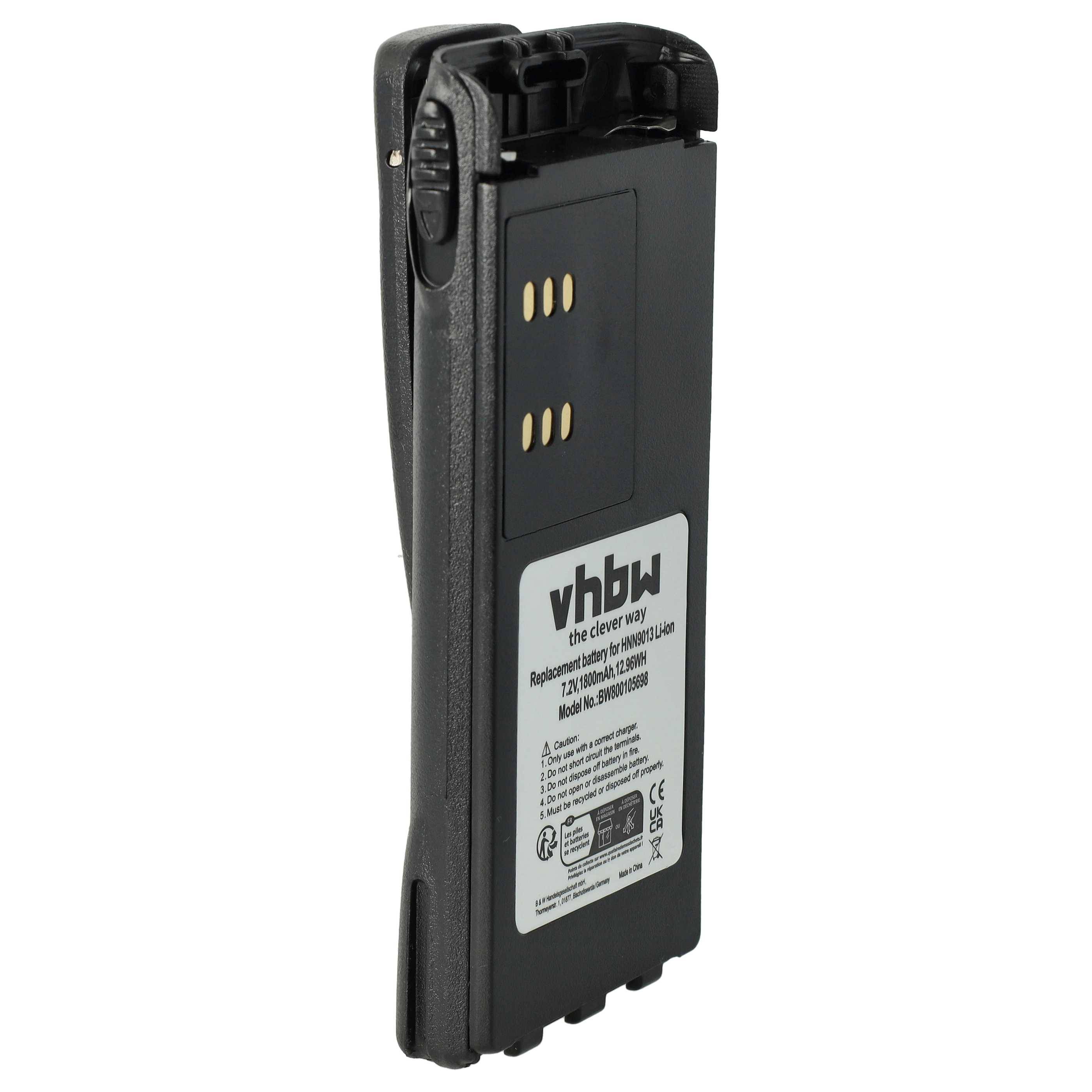 vhbw Akku kompatibel mit Motorola HT1200, HT1225, HT1250, HT1250.LS, HT1250.LS+ Funkgerät, Walkie Talkie (1800mAh, 7,2V, Li-Ion)