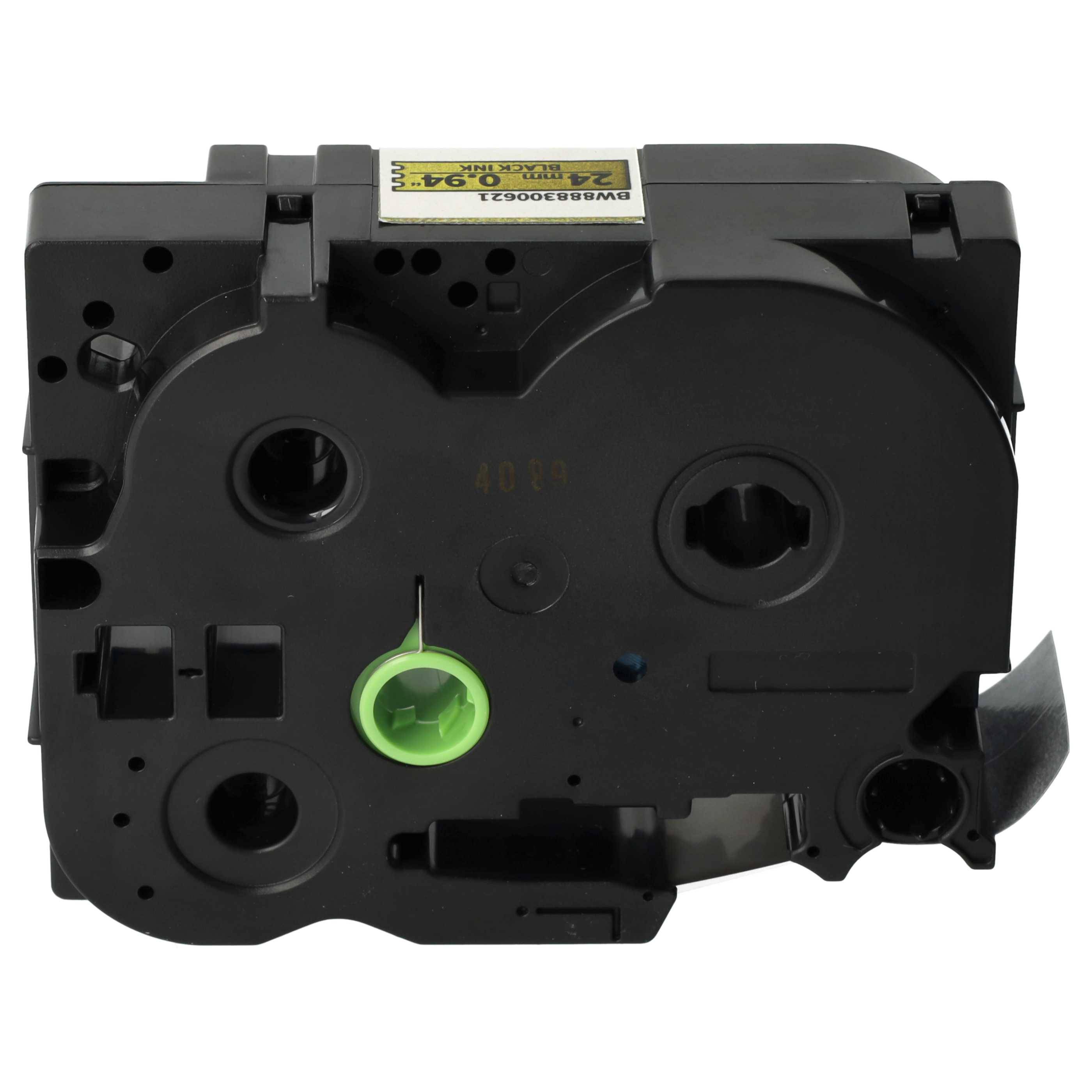 vhbw 1x Schriftband-Kassette kompatibel mit Brother PT P900W, P950NW, P750W, PT-2400 Etiketten-Drucker 5m x 24mm Schwarz auf Premiumgold, Laminiert