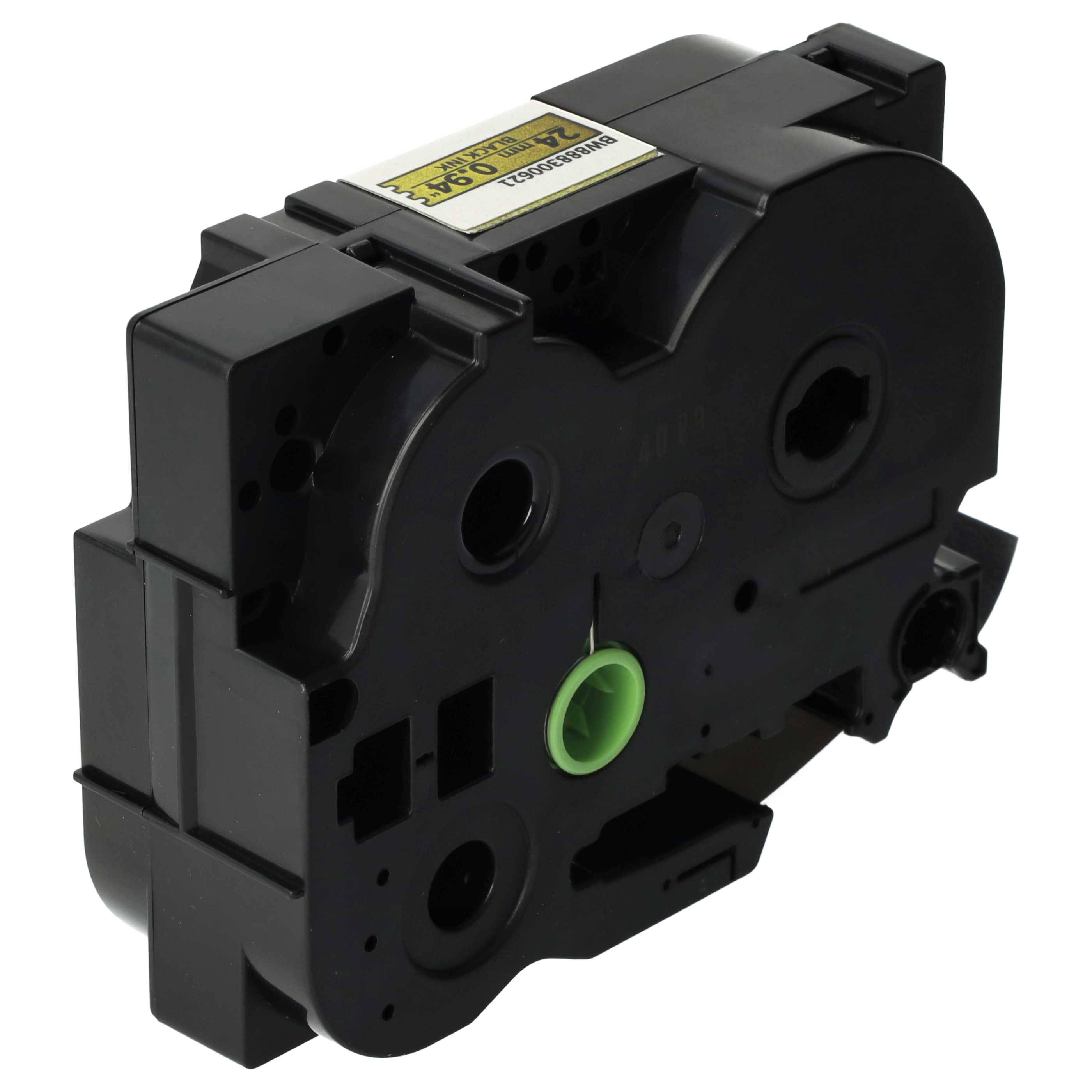 vhbw 1x Schriftband-Kassette kompatibel mit Brother PT PT-2430 PC, PT-2450, PT-2450 CC Etiketten-Drucker 5m x 24mm Schwarz auf Premiumgold