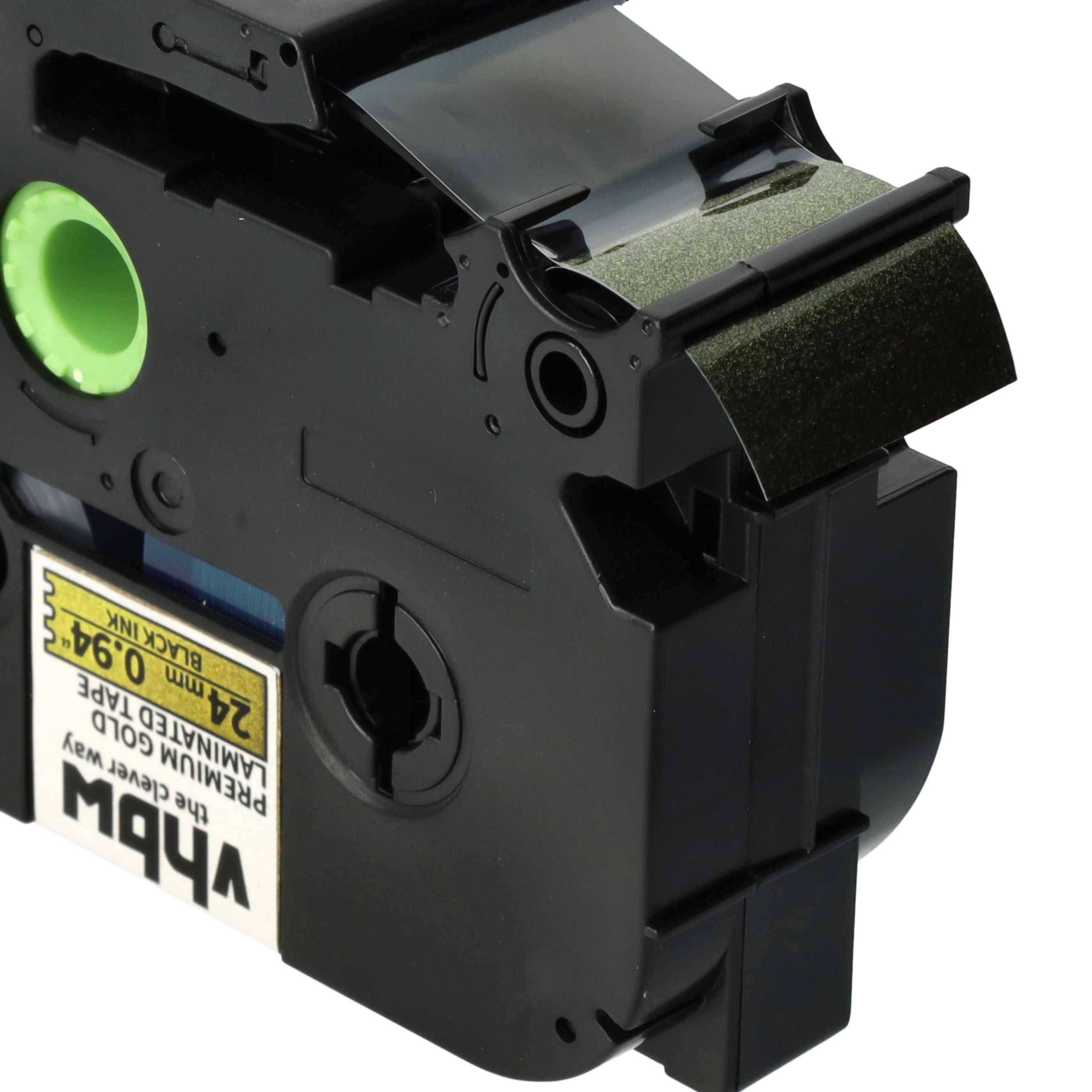 vhbw 1x Schriftband-Kassette kompatibel mit Brother PT PT-9800 PCN, RL 700 S Etiketten-Drucker 5m x 24mm Schwarz auf Premiumgold, Laminiert